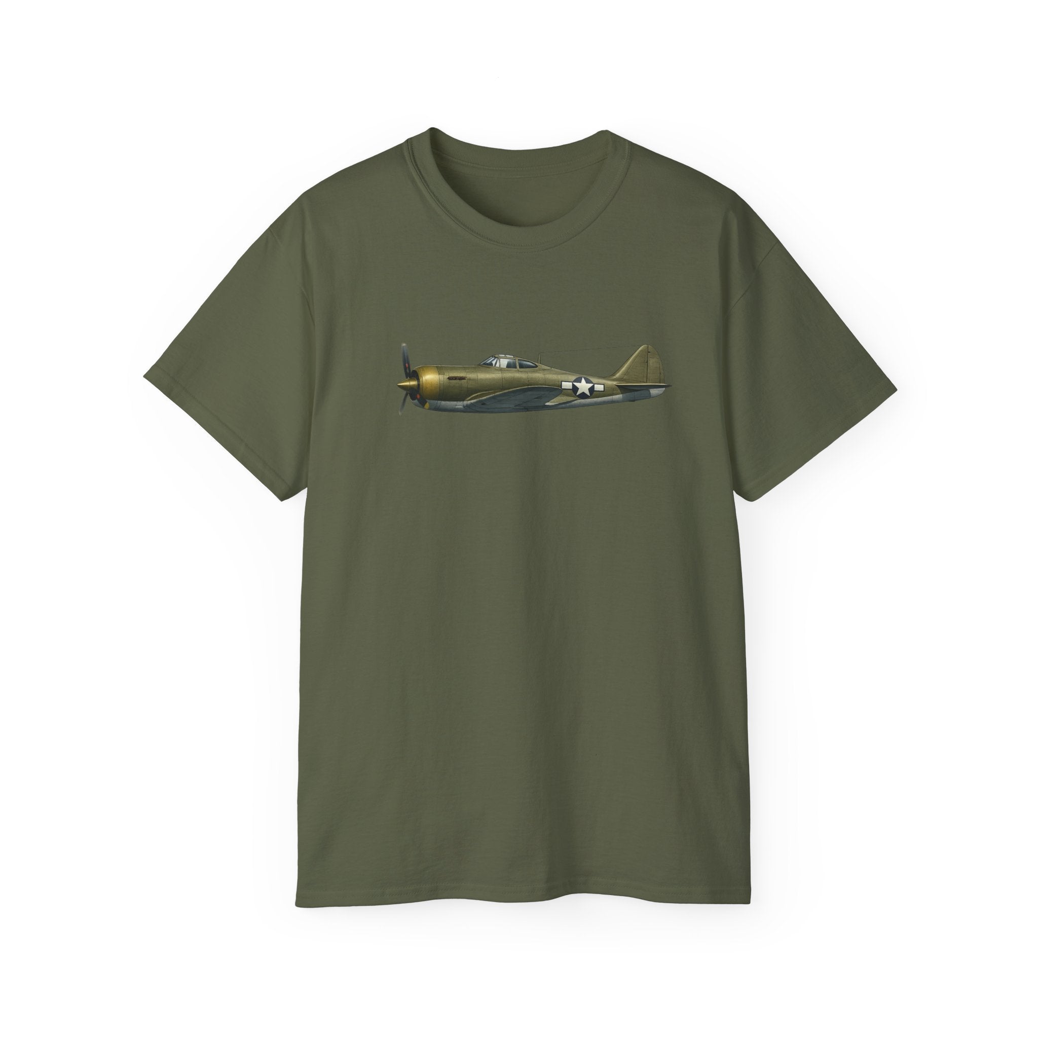 Unisex Ultra Cotton Tee - WWII - Fighter Aircraft - P-43 Lancer - Profile - Left - Inflight