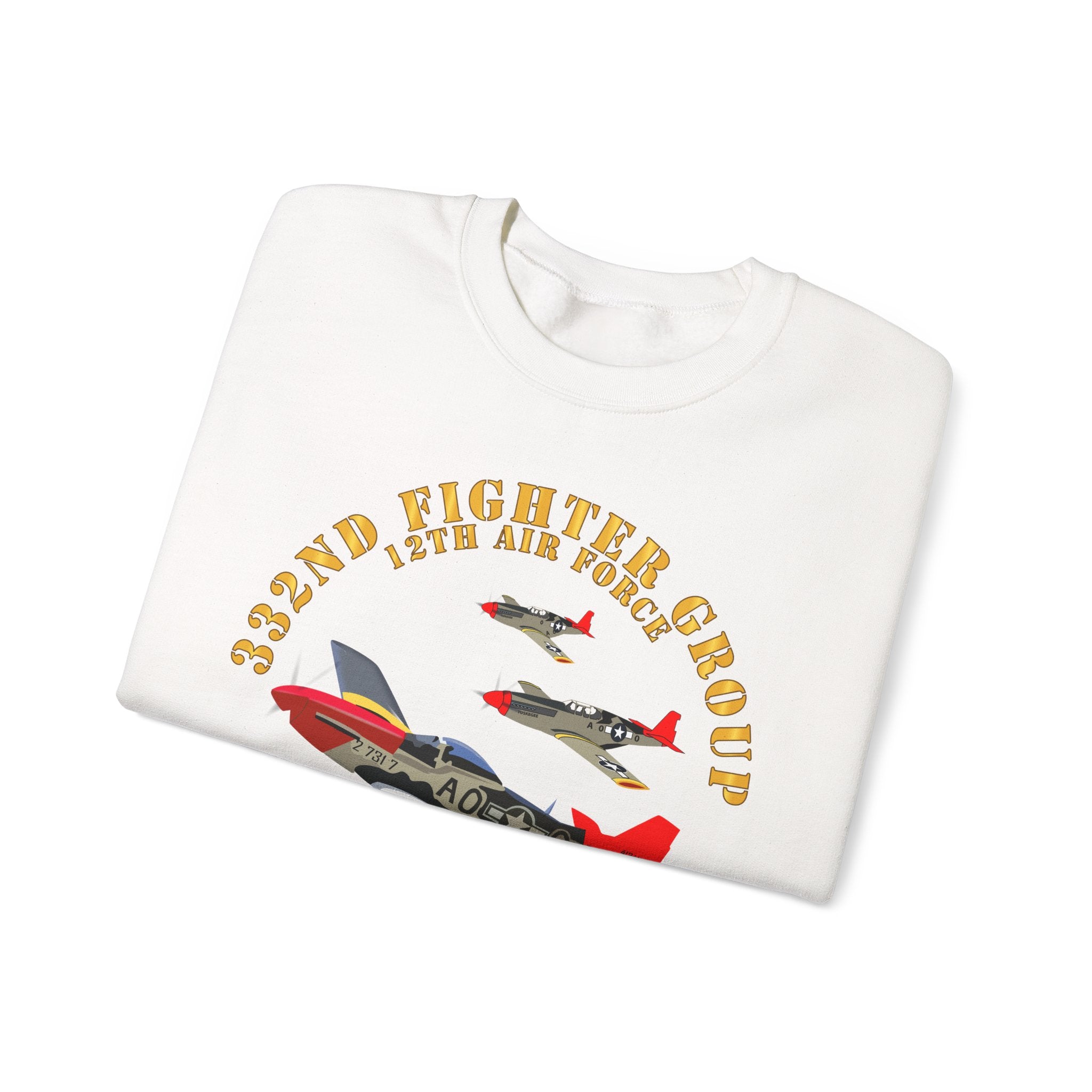 Crewneck Sweatshirt - Army - AAC - 332nd Fighter Group - 12th AF - Red Tails