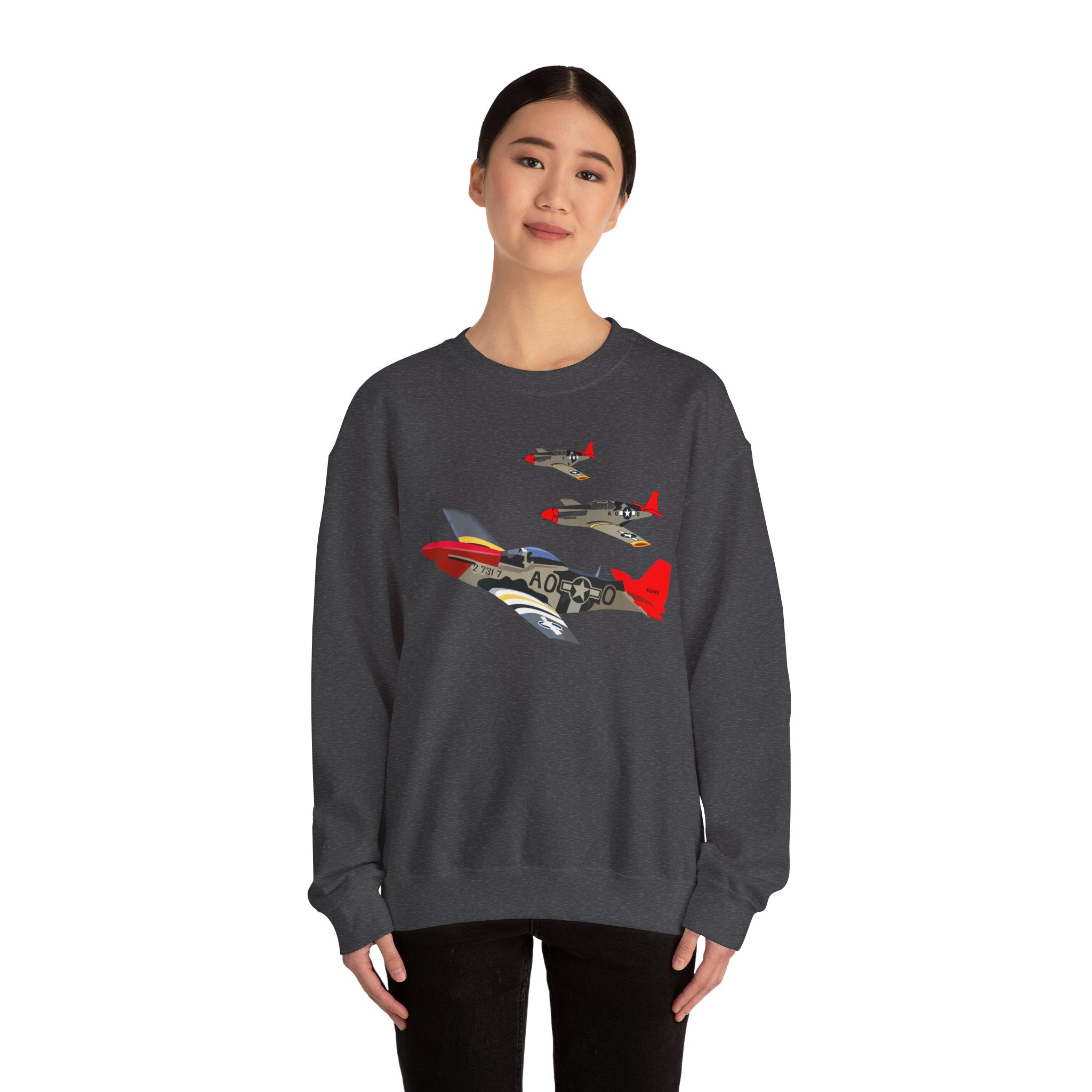 Crewneck Sweatshirt - Army - AAC - 332nd Fighter Group - 12th AF - Red Tails wo Txt