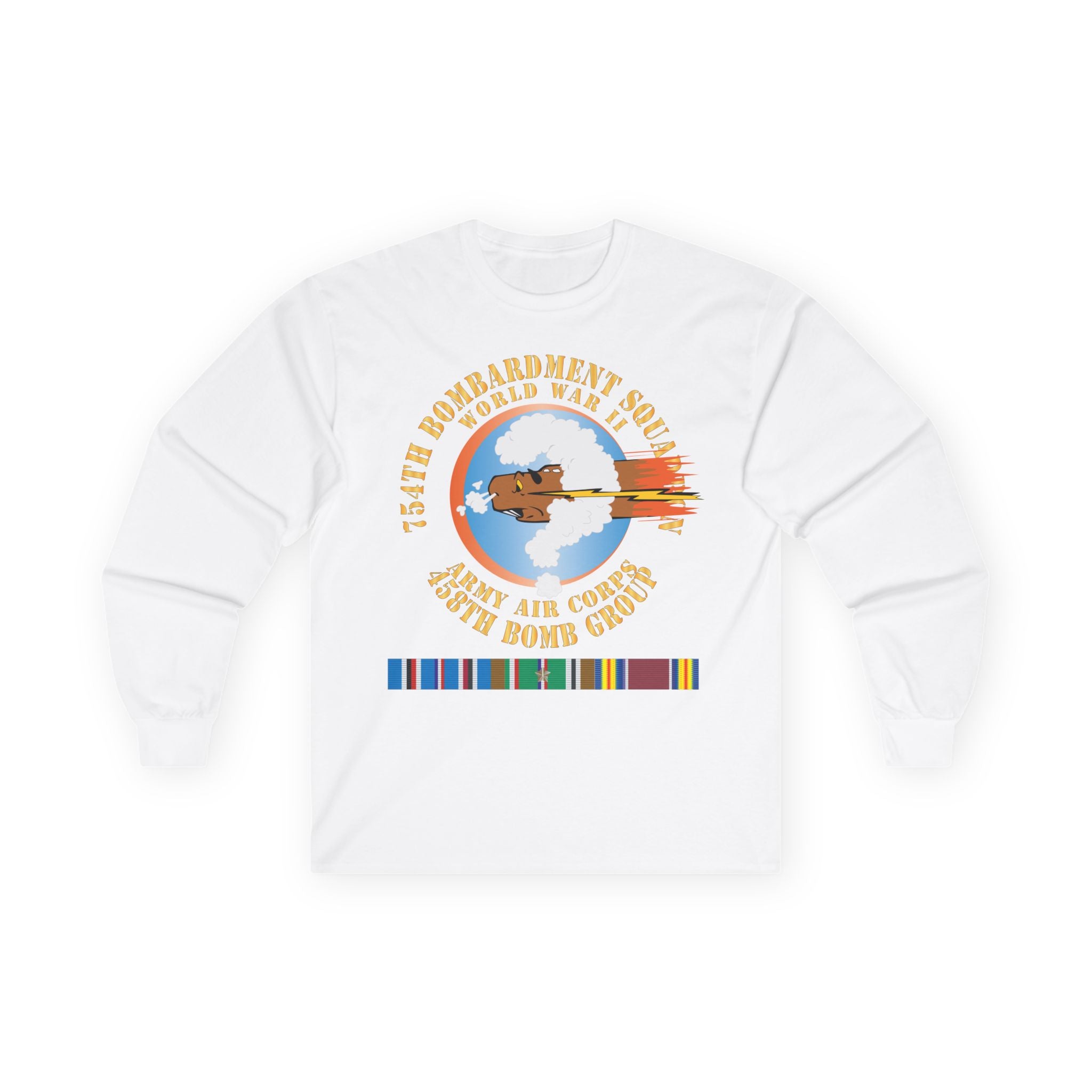Unisex Long Sleeve Tee - AAC - 754th Bombardment Squadron - 458th Bomb Group - WWII w EUR SVC X 300