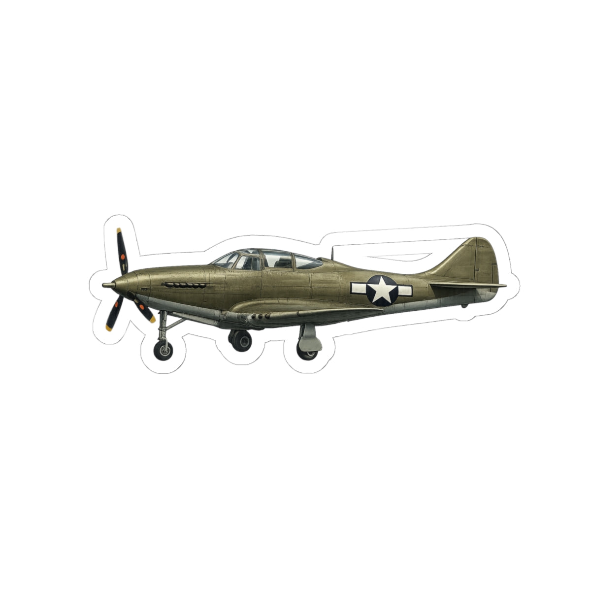 Kiss-Cut Stickers - WWII - Fighter Aircraft - P-63 Kingcobra - Profile - Left