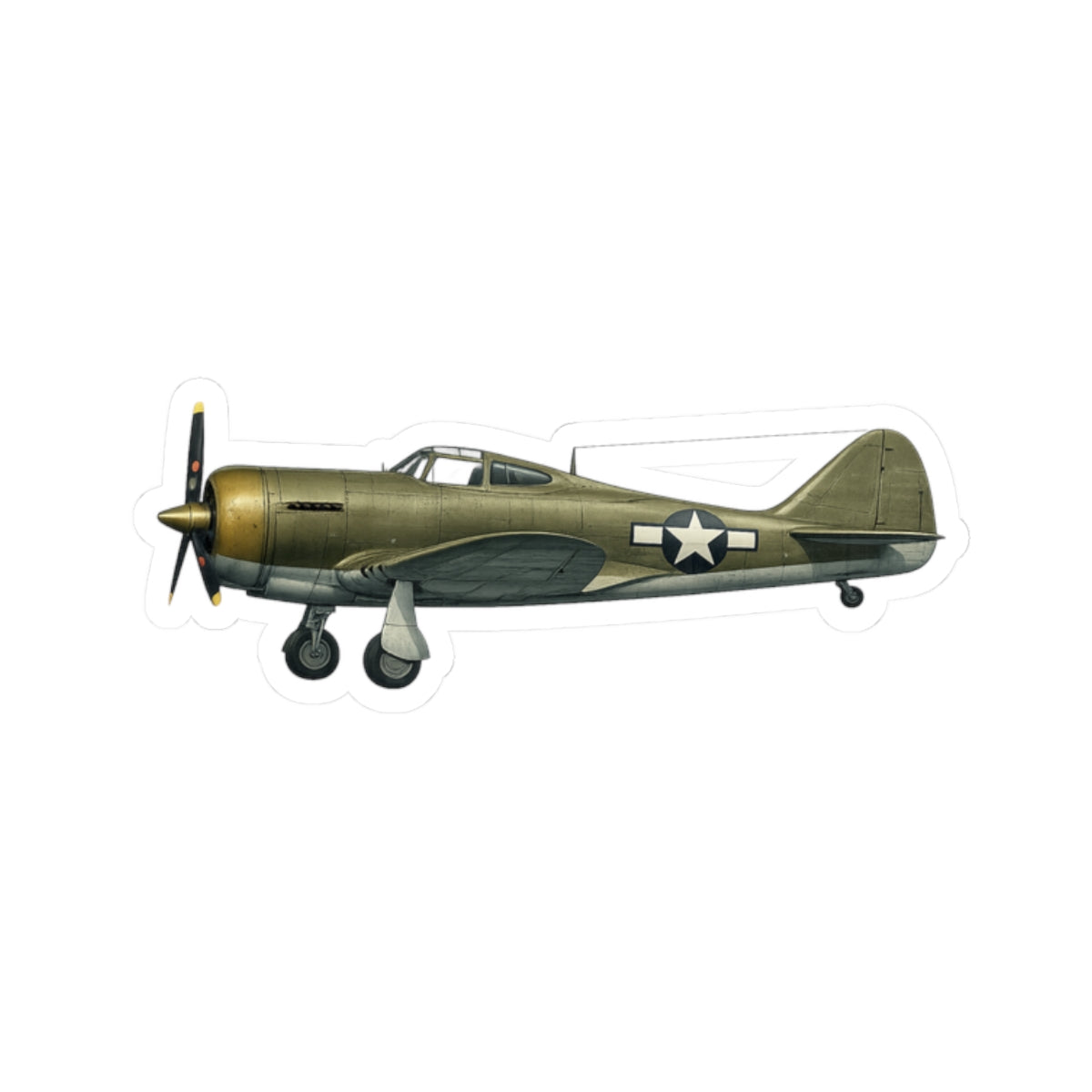 Kiss-Cut Stickers - WWII - Fighter Aircraft - P-43 Lancer - Profile - Left
