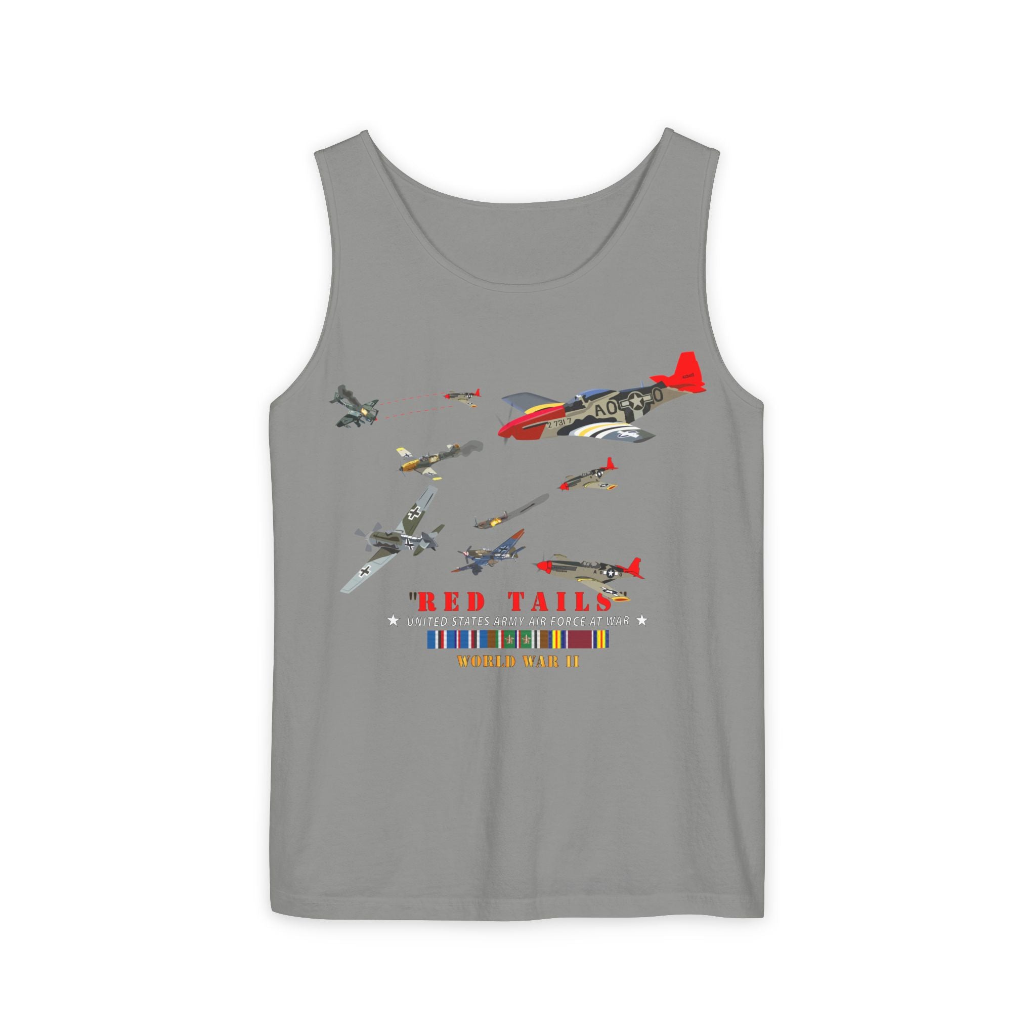Unisex Garment-Dyed Tank Top - Army - AAC - 332nd Fighter Group - Red Tails - At War