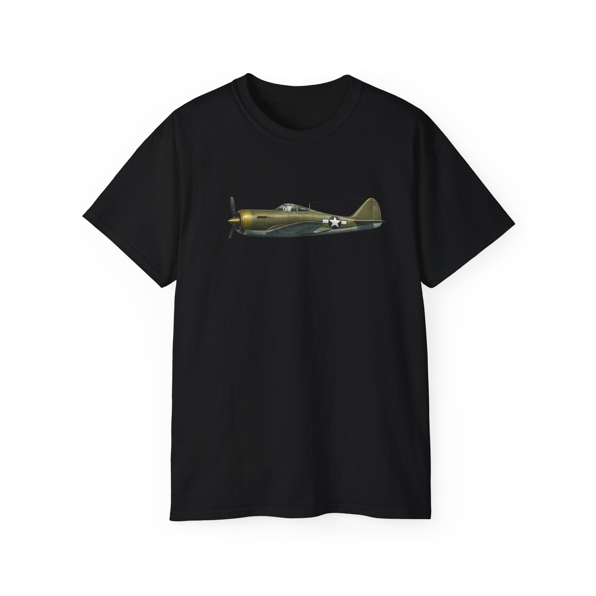 Unisex Ultra Cotton Tee - WWII - Fighter Aircraft - P-43 Lancer - Profile - Left - Inflight