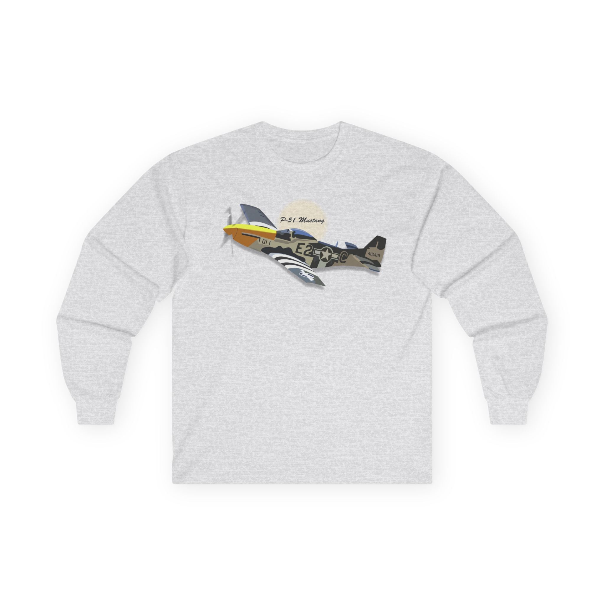 Unisex Long Sleeve Tee - Army Air Corps P-51 Mustang wo AAC X 300