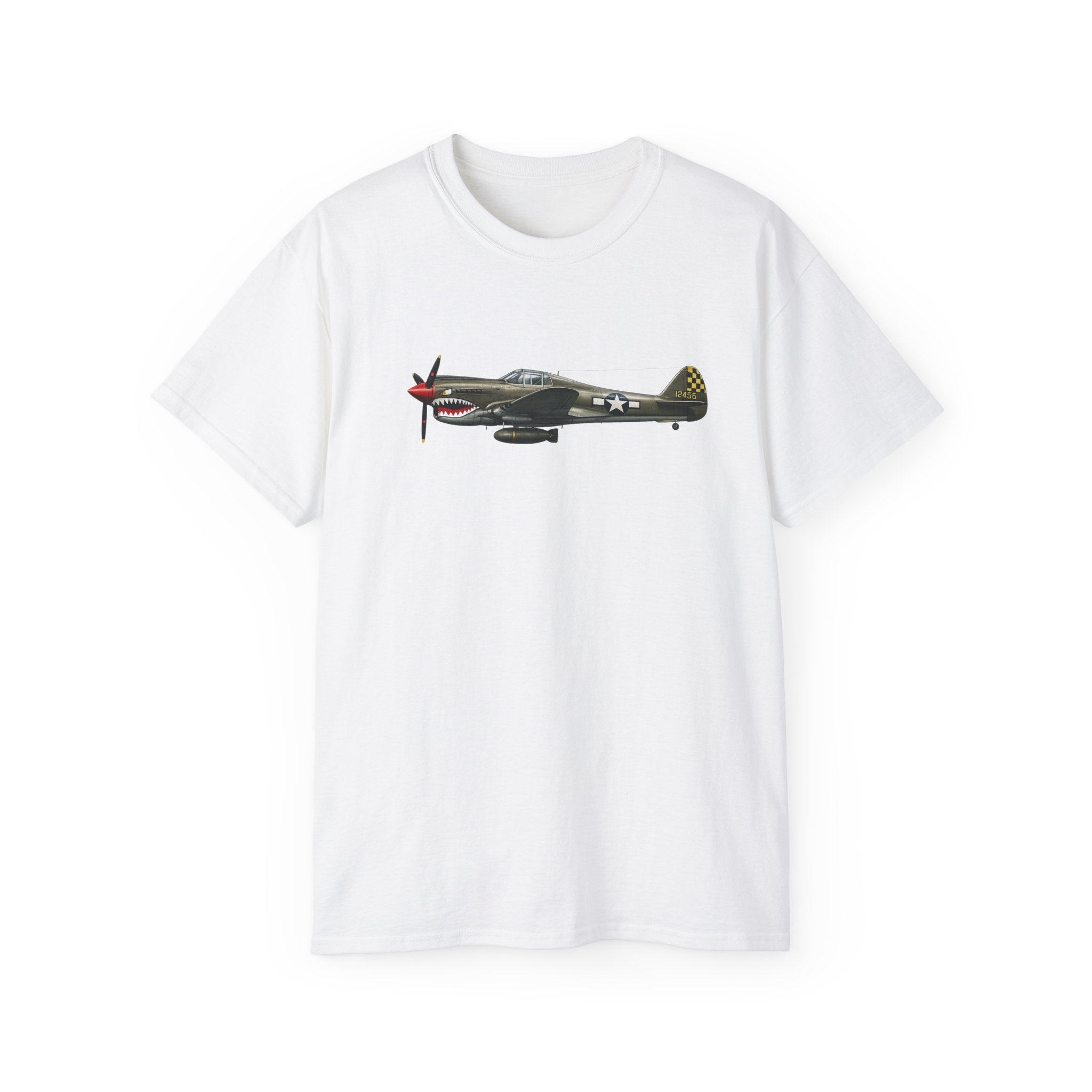 Unisex Ultra Cotton Tee - WWII - Fighter Aircraft - P-40 Warhawk - Profile - Left
