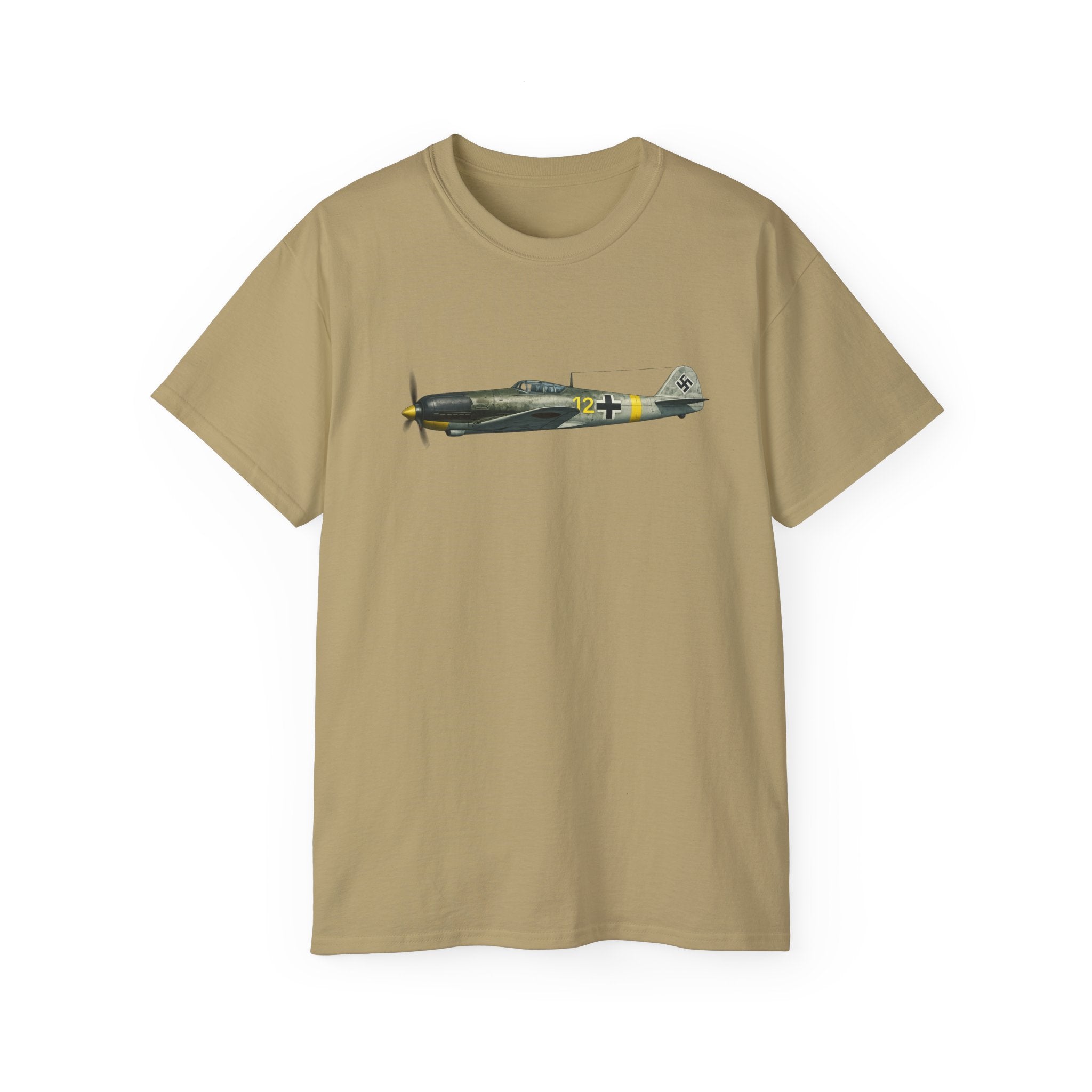 Unisex Ultra Cotton Tee - WWII - Fighter Aircraft - Messerschmitt Bf 109 - Profile - Left - In Flight