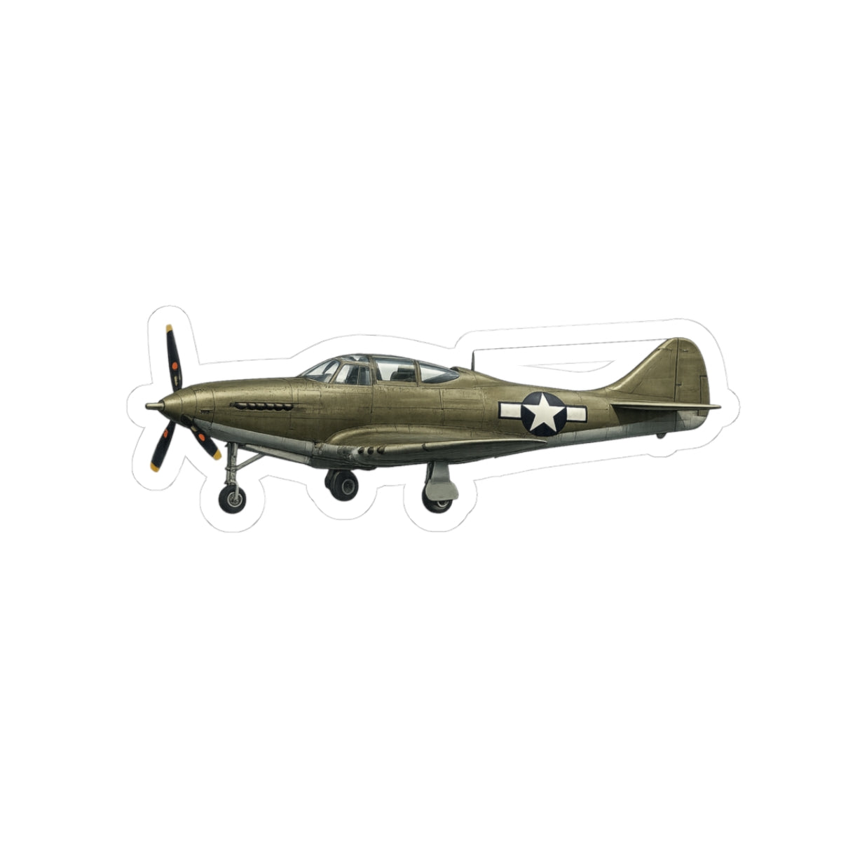 Kiss-Cut Stickers - WWII - Fighter Aircraft - P-63 Kingcobra - Profile - Left