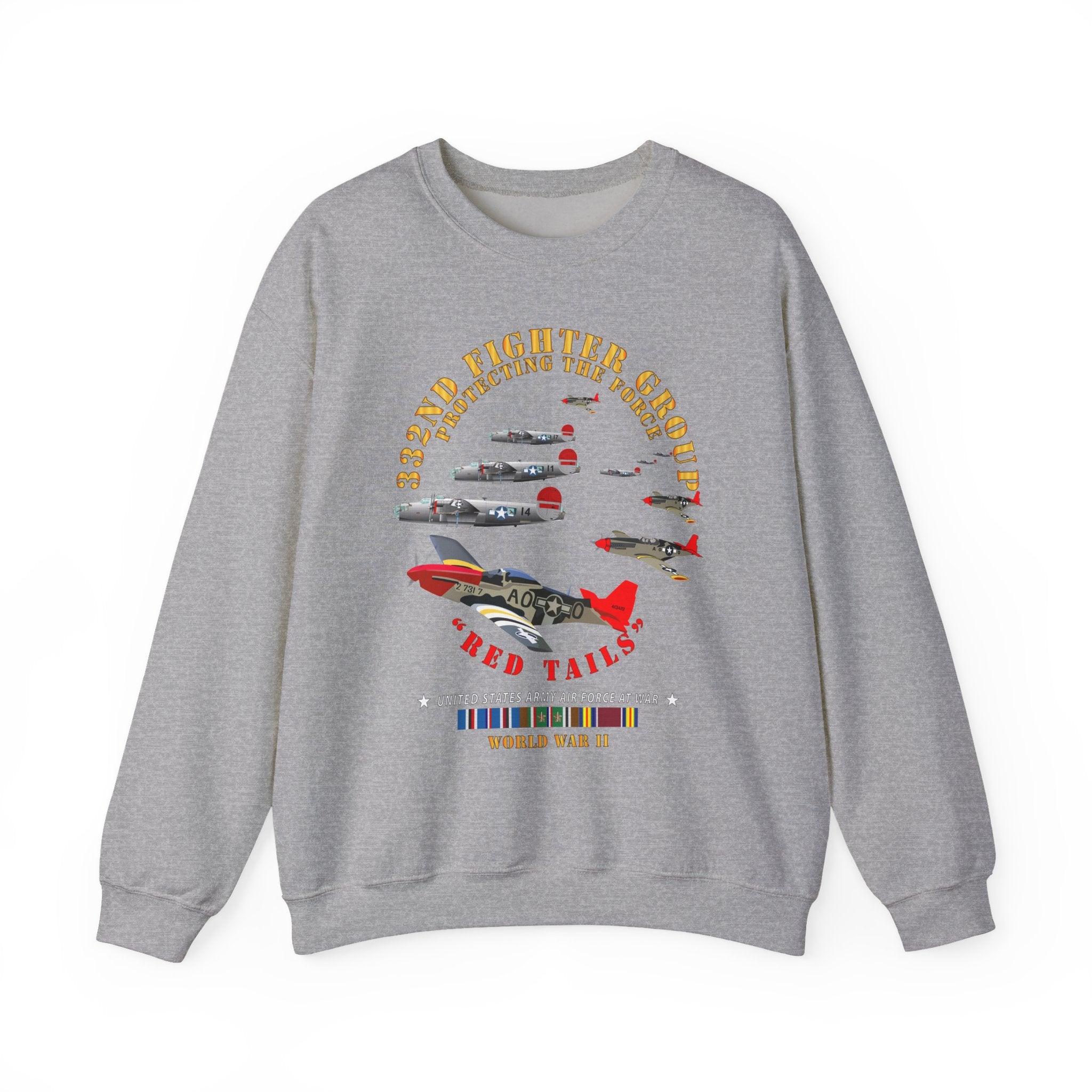 Crewneck Sweatshirt - Army - AAC - 332nd Fighter Group - Red Tails - Protect Force