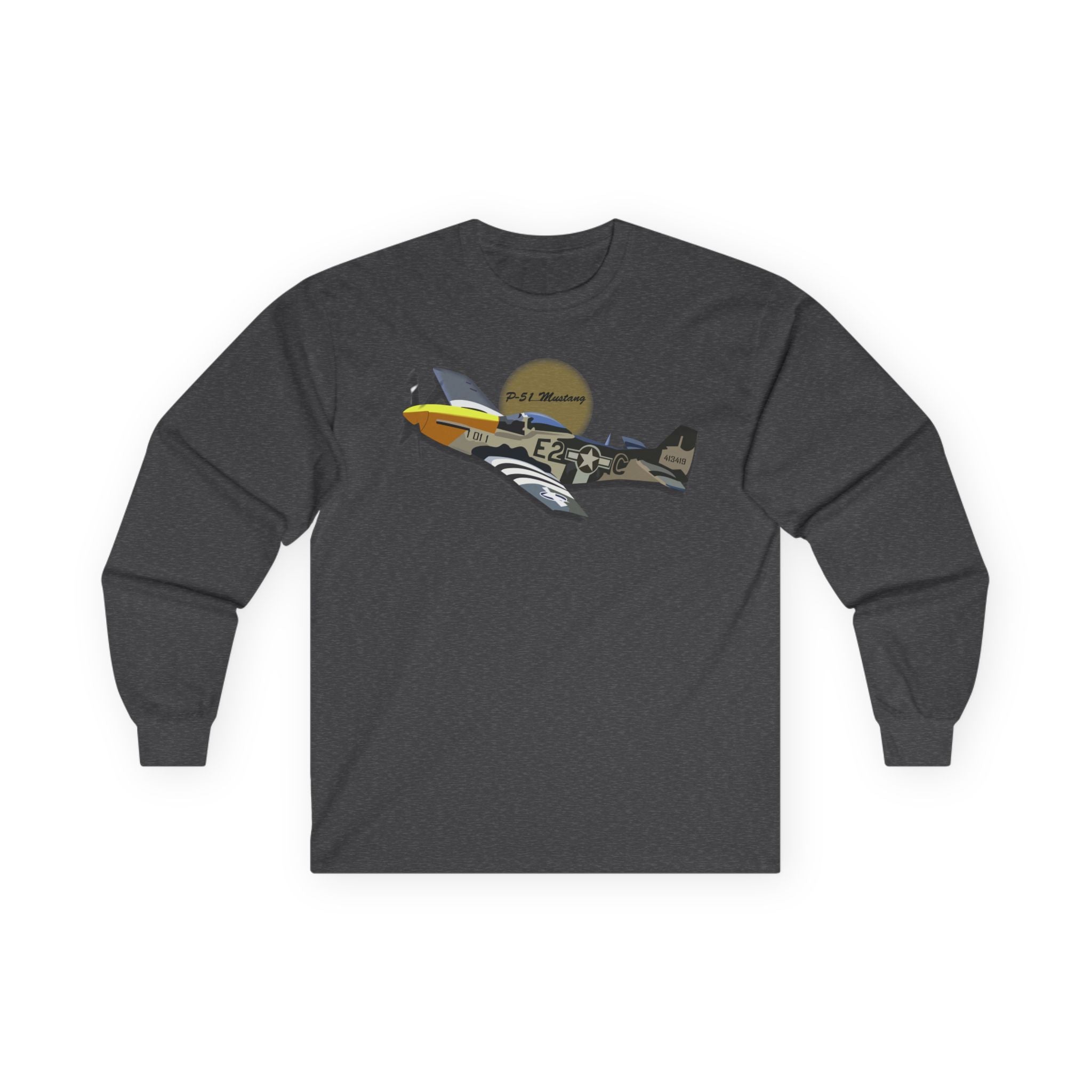 Unisex Long Sleeve Tee - Army Air Corps P-51 Mustang wo AAC X 300