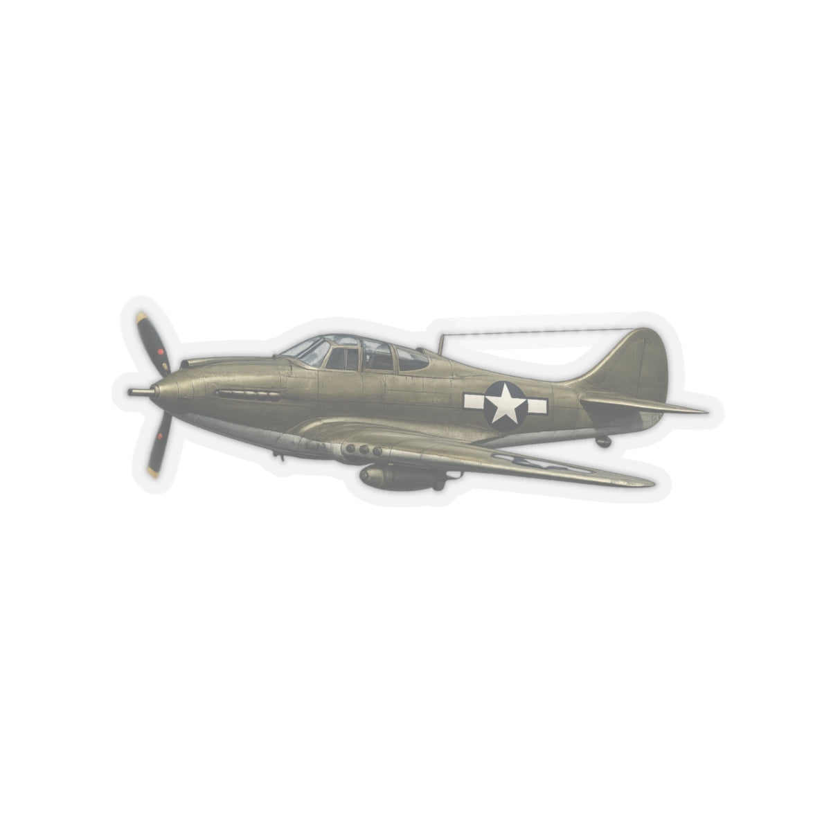 Kiss-Cut Stickers - WWII - Fighter Aircraft - P-39 Airacobra - Profile - Left