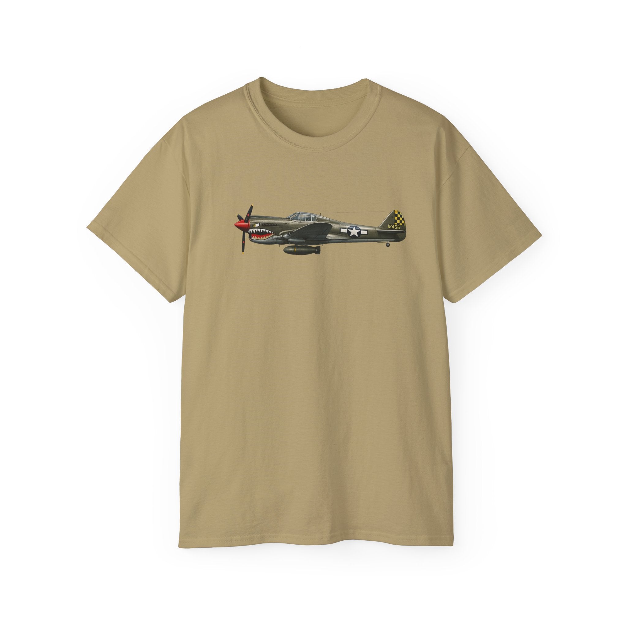 Unisex Ultra Cotton Tee - WWII - Fighter Aircraft - P-40 Warhawk - Profile - Left