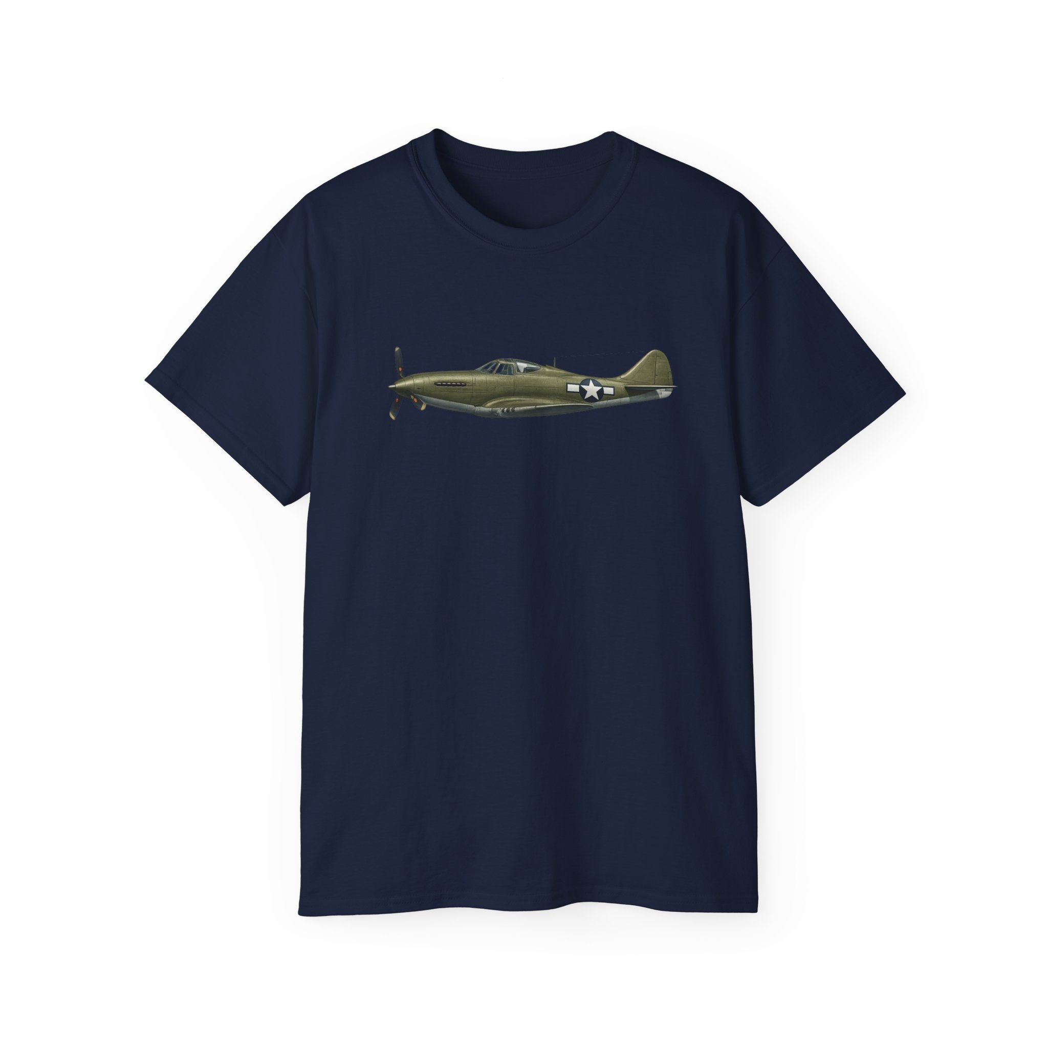 Unisex Ultra Cotton Tee - WWII - Fighter Aircraft - P-63 Kingcobra - Profile - Left - In-Flight