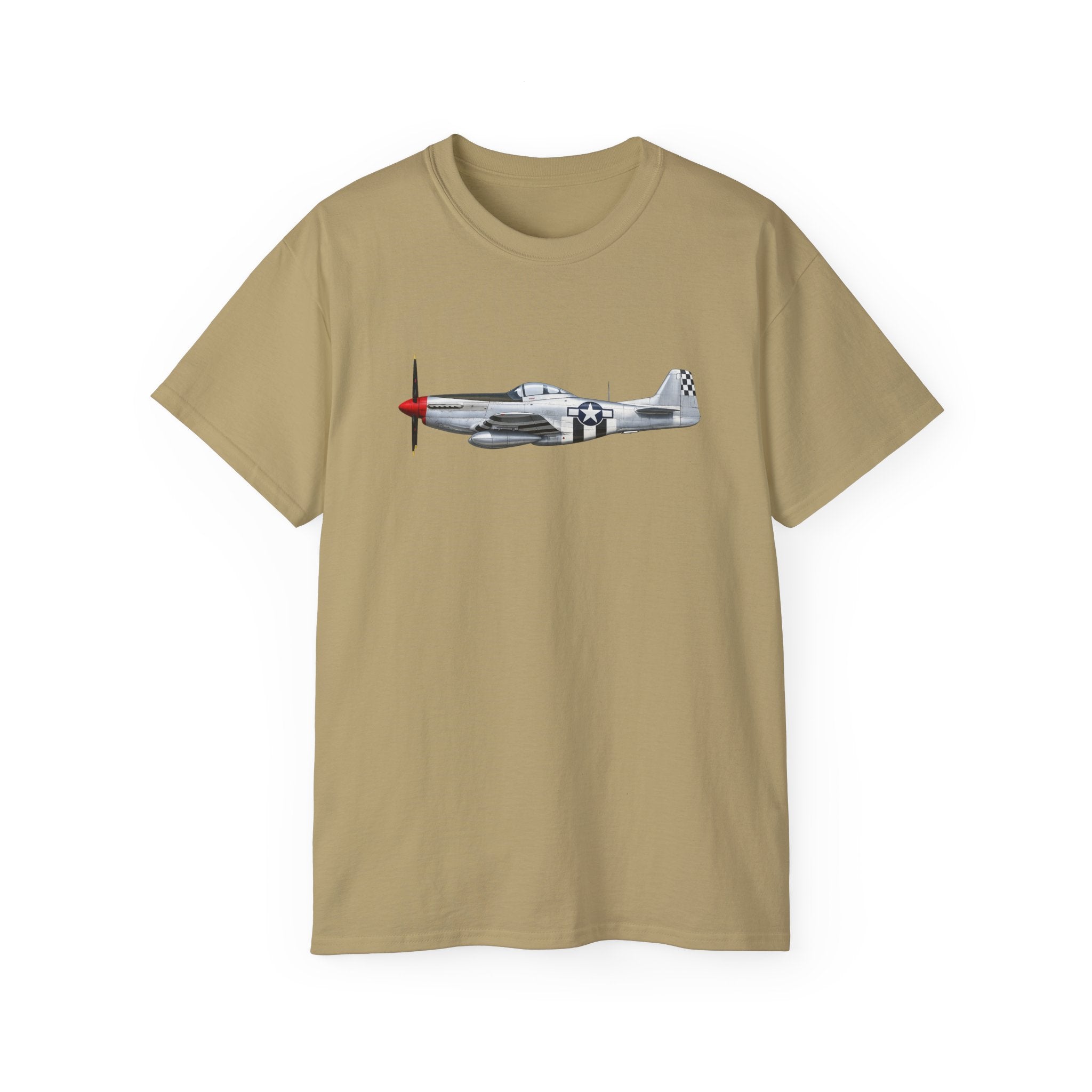 Unisex Ultra Cotton Tee - WWII - Fighter Aircraft - P- 51 Mustang - Profile - Right