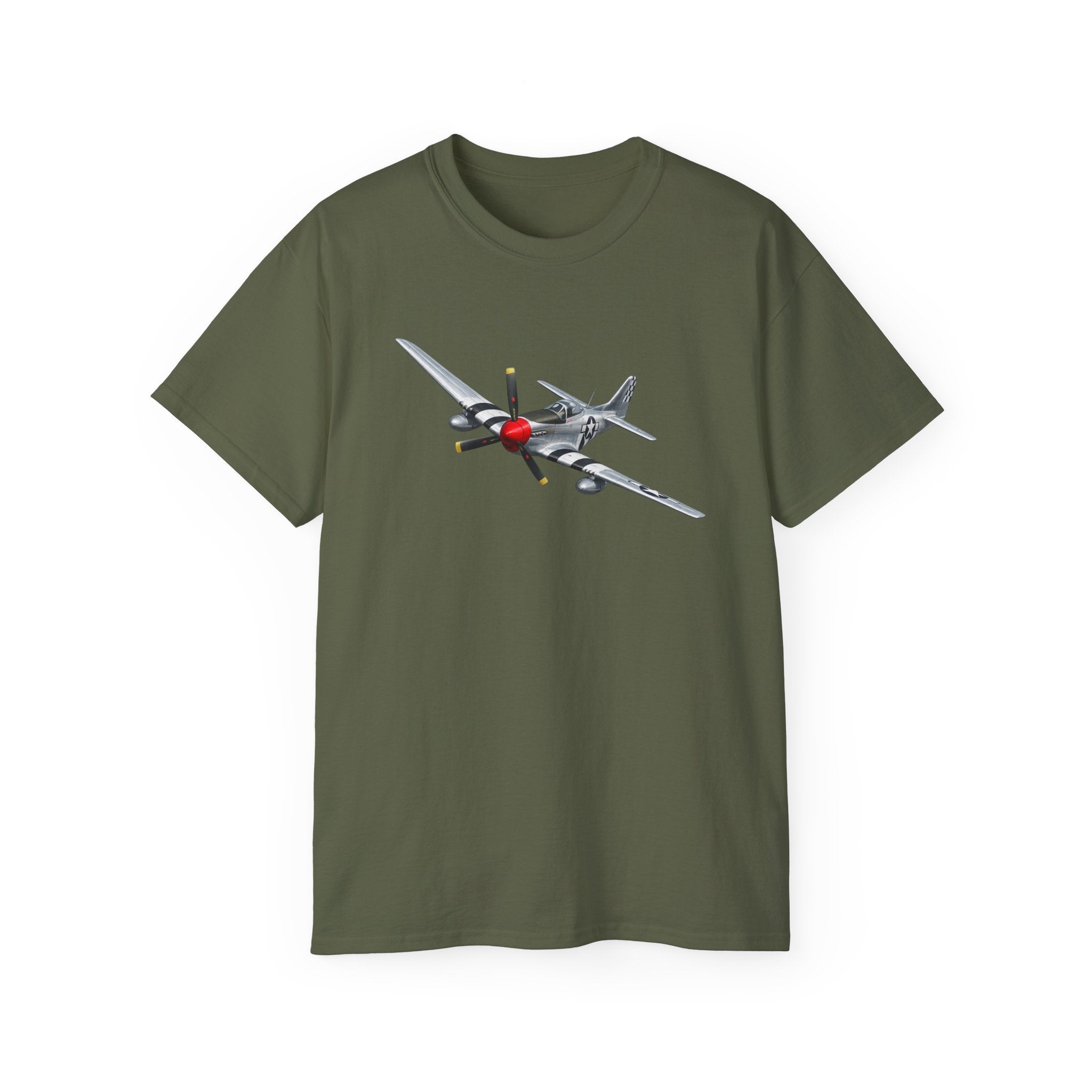 Unisex Ultra Cotton Tee - WWII - Fighter Aircraft - P- 51 Mustang - Profile - Banking Turn