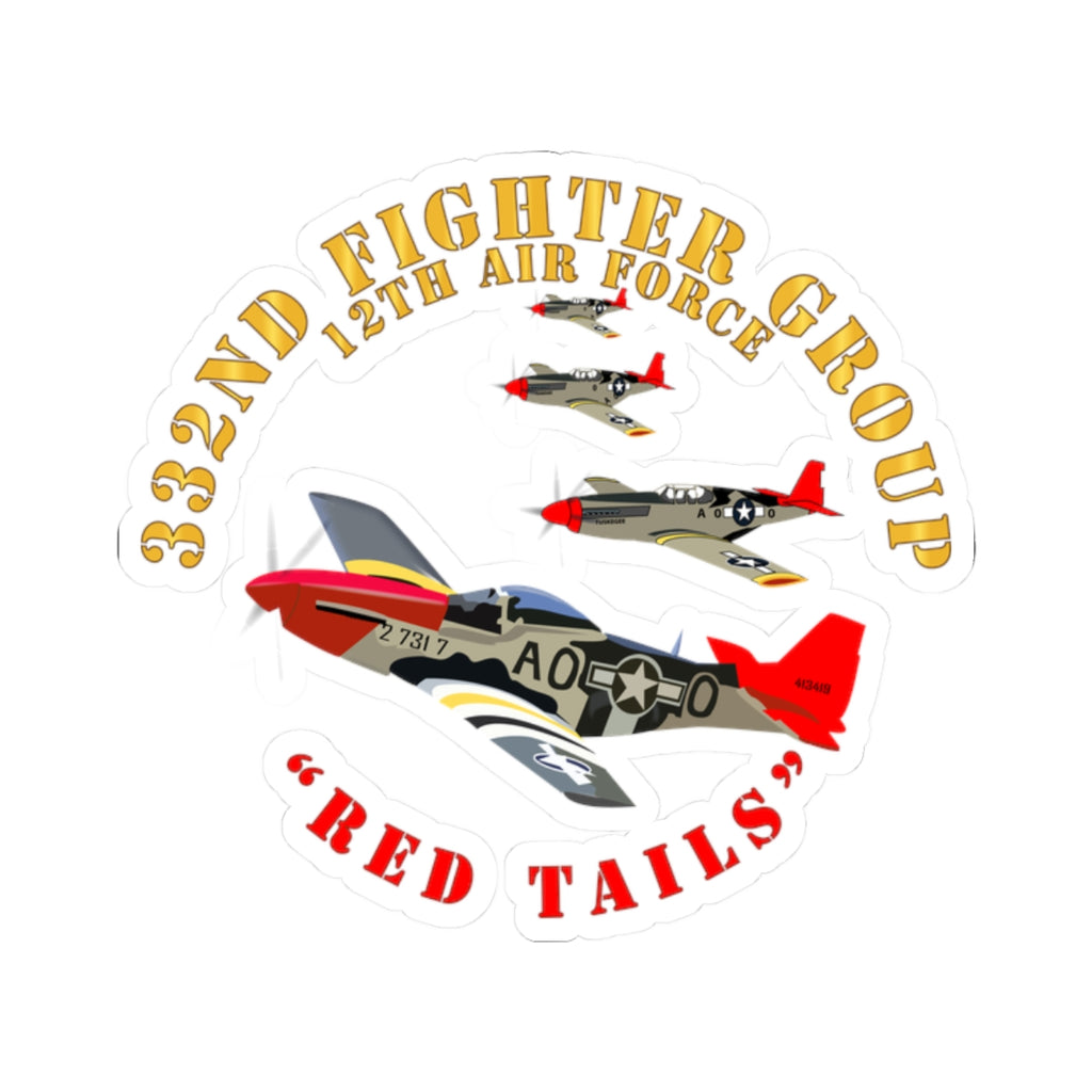 Kiss-Cut Stickers - Army - AAC - 332nd Fighter Group - 12th AF - Red Tails v1