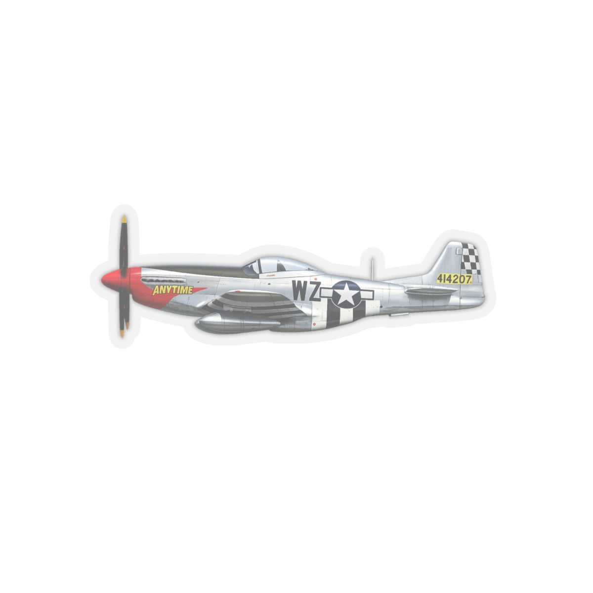 Kiss-Cut Stickers - WWII - Fighter Aircraft - P- 51 Mustang - Profile - Left