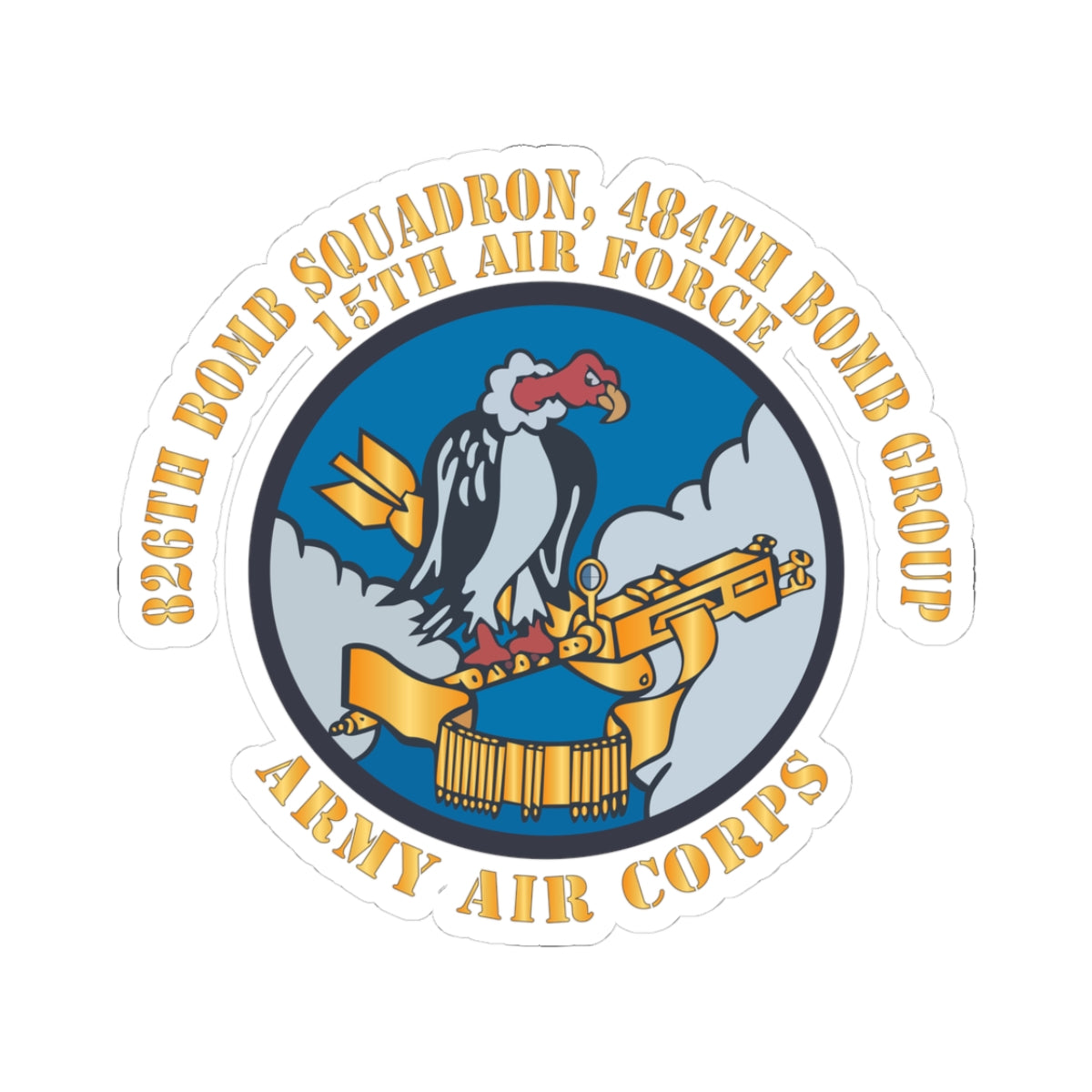 Kiss-Cut Stickers - AAC - 826th Bomb Squadron, 484th Bomb Group - 15th AAF X 300