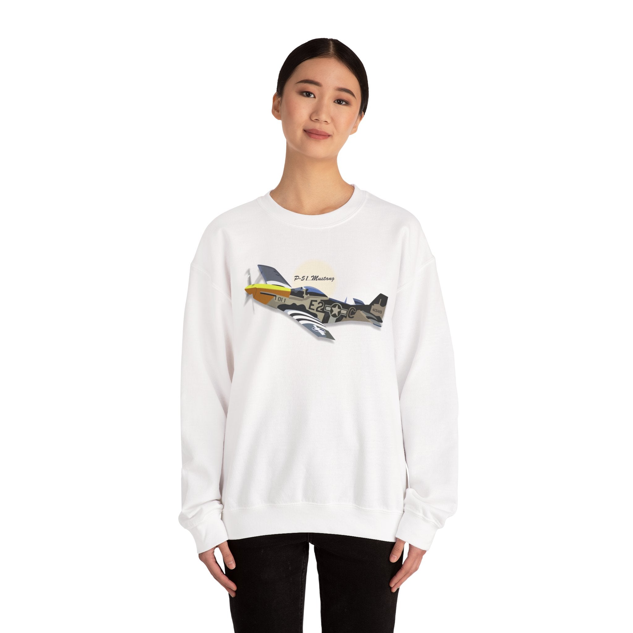 Crewneck Sweatshirt - Army Air Corps P-51 Mustang wo AAC X 300