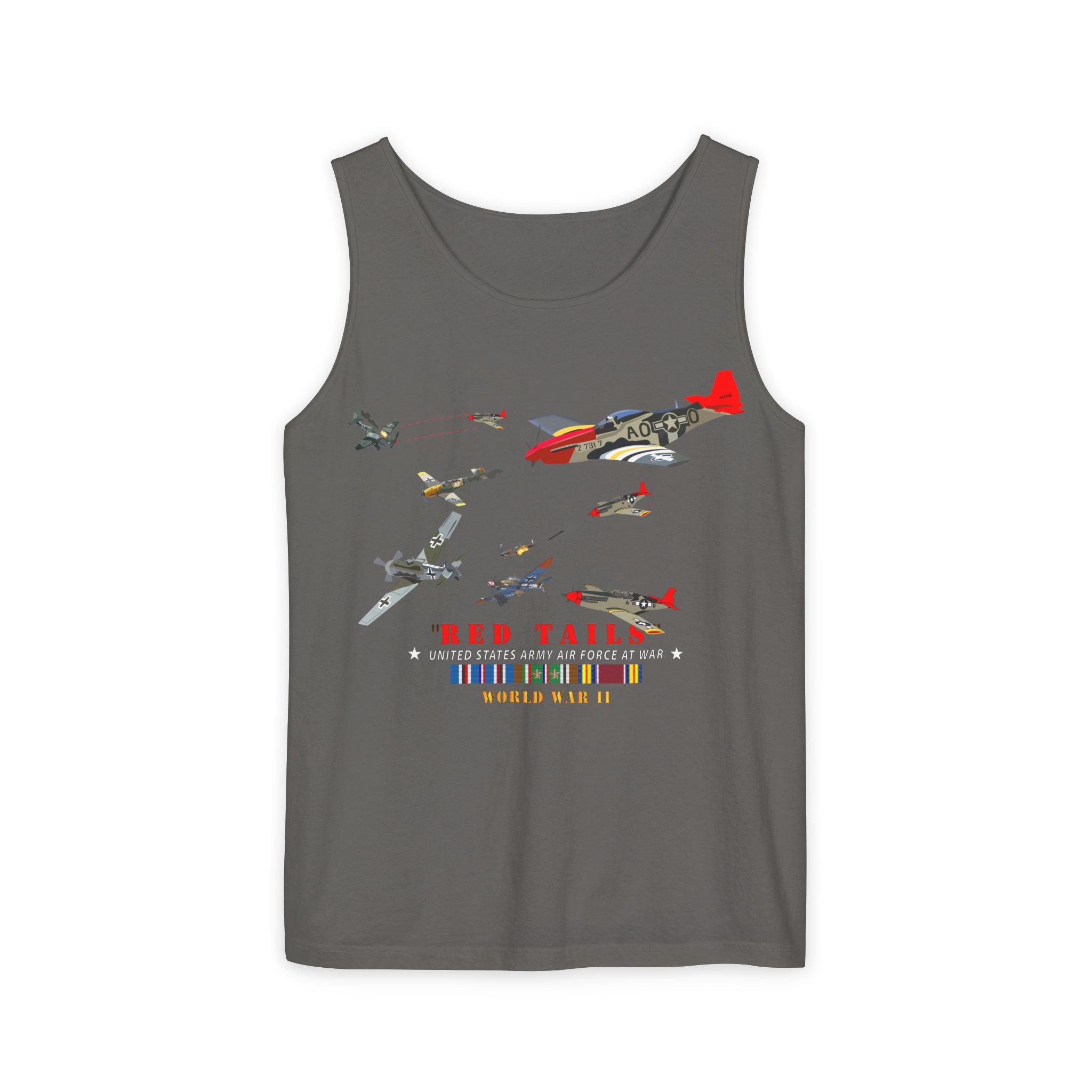 Unisex Garment-Dyed Tank Top - Army - AAC - 332nd Fighter Group - Red Tails - At War