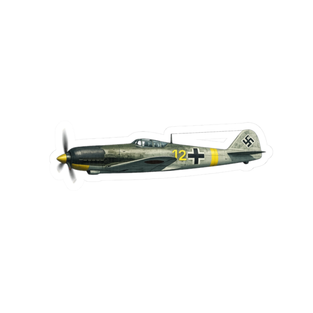 Kiss-Cut Stickers - WWII - Fighter Aircraft - Messerschmitt Bf 109 - Profile - Left - In Flight