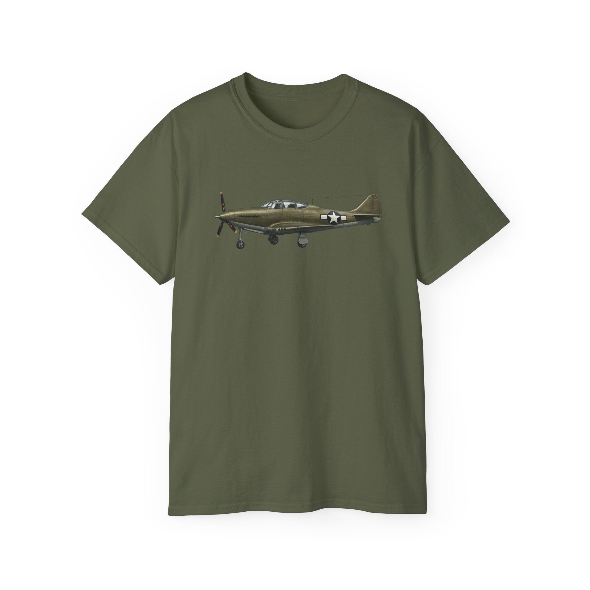 Unisex Ultra Cotton Tee - WWII - Fighter Aircraft - P-63 Kingcobra - Profile - Left