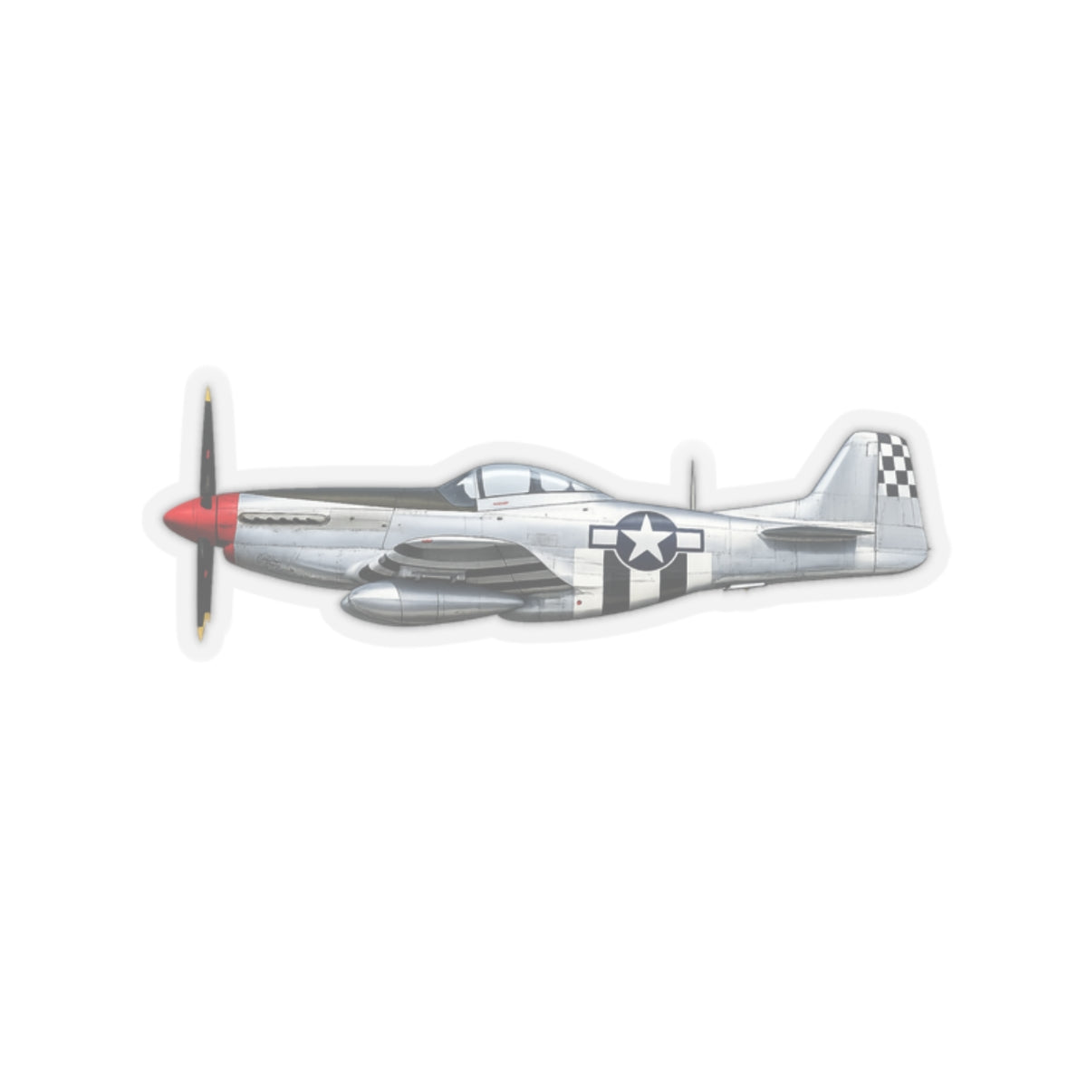 Kiss-Cut Stickers - WWII - Fighter Aircraft - P- 51 Mustang - Profile - Right