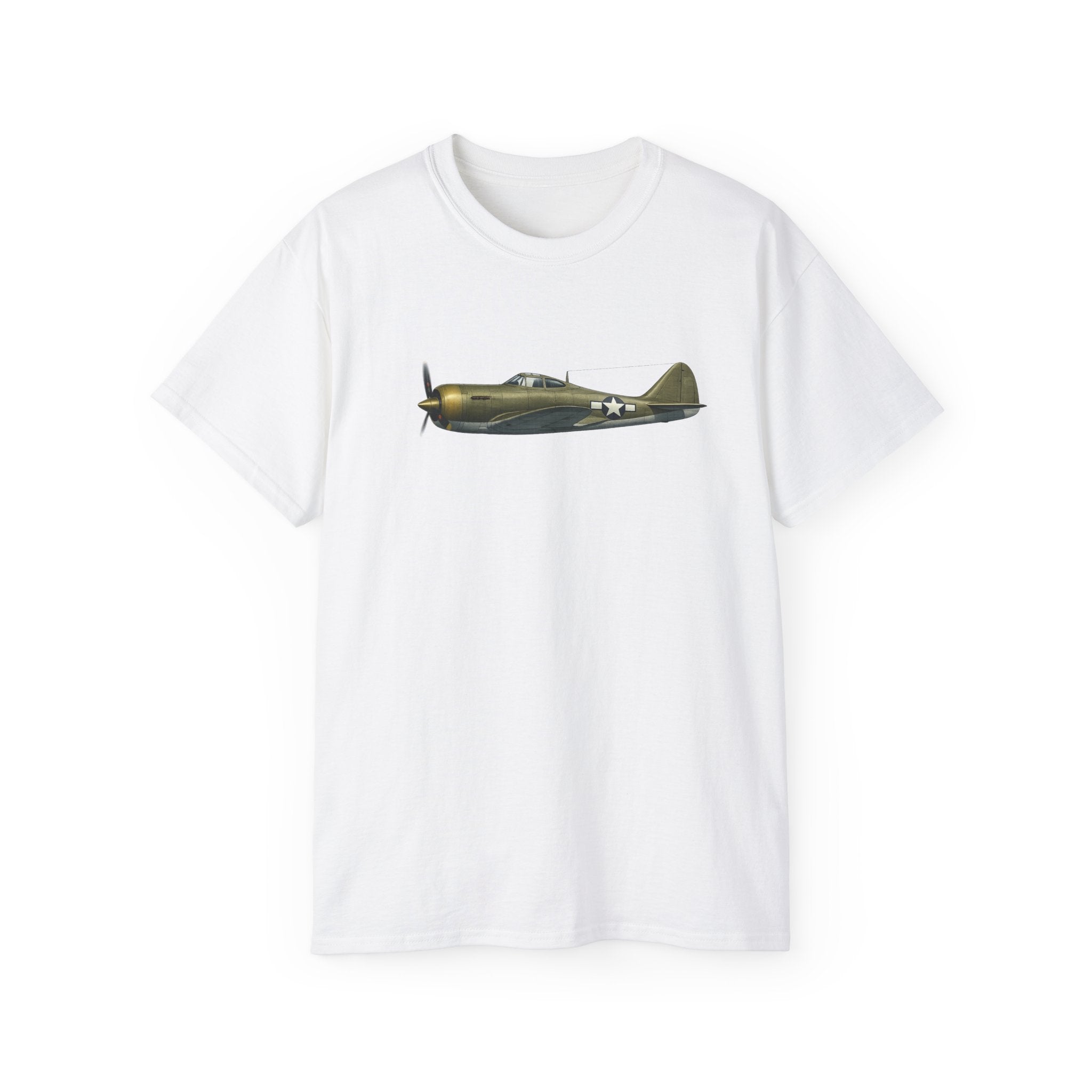 Unisex Ultra Cotton Tee - WWII - Fighter Aircraft - P-43 Lancer - Profile - Left - Inflight