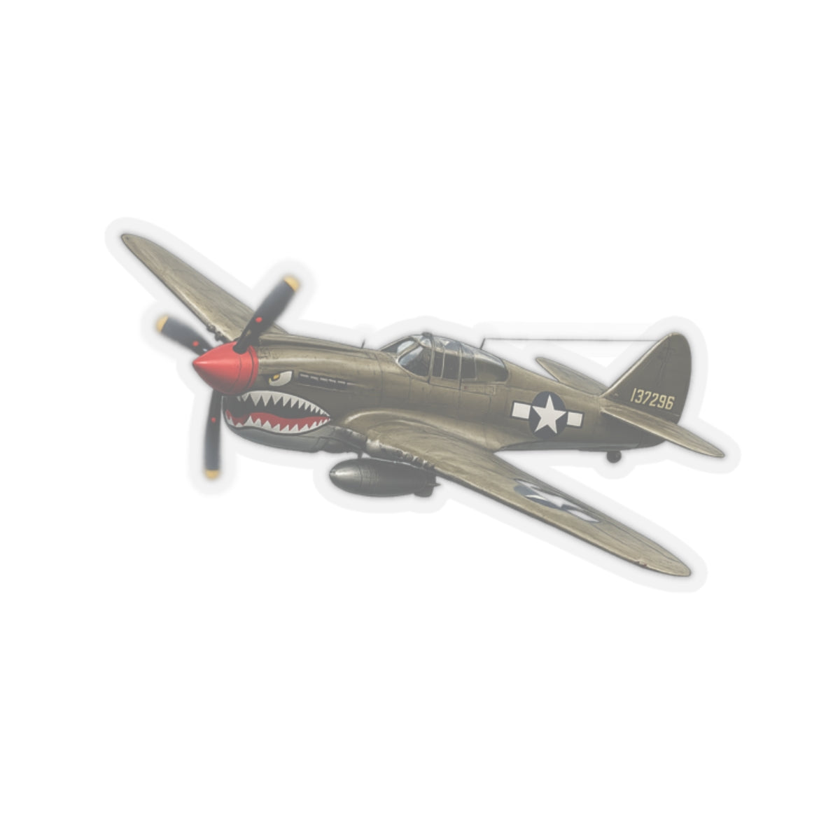 Kiss-Cut Stickers - WWII - Fighter Aircraft - P-40 Warhawk - Profile - Banking Turn