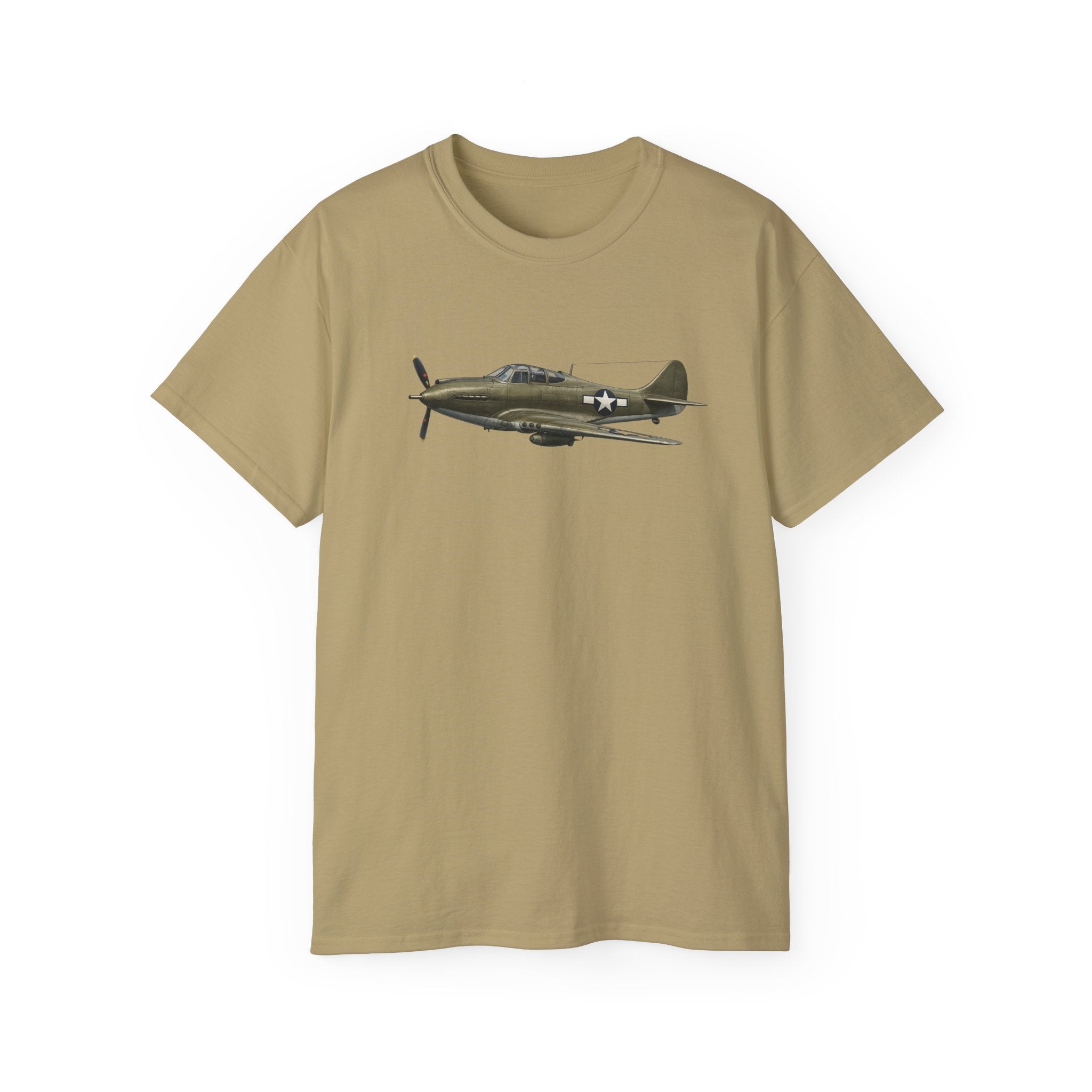 Unisex Ultra Cotton Tee - WWII - Fighter Aircraft - P-39 Airacobra - Profile - Left