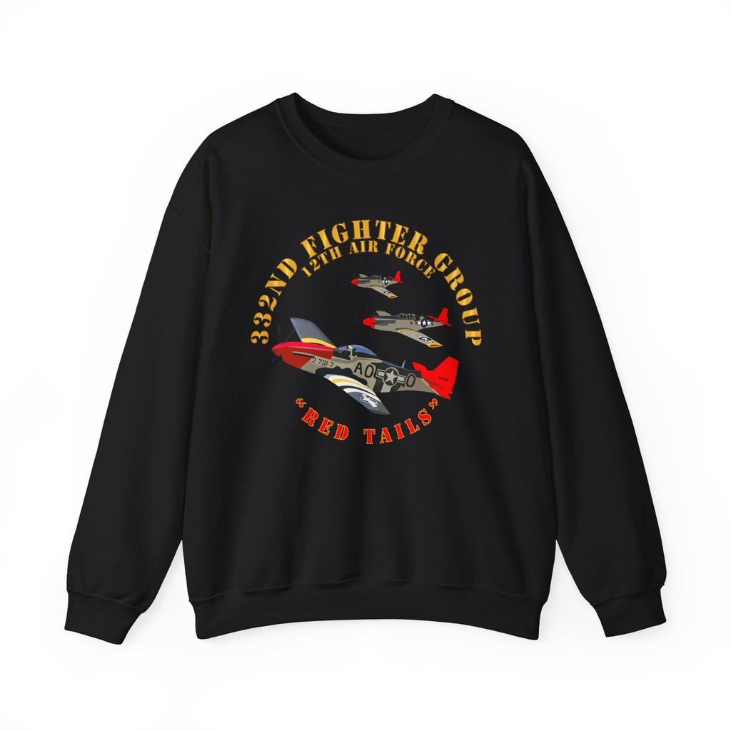 Crewneck Sweatshirt - Army - AAC - 332nd Fighter Group - 12th AF - Red Tails