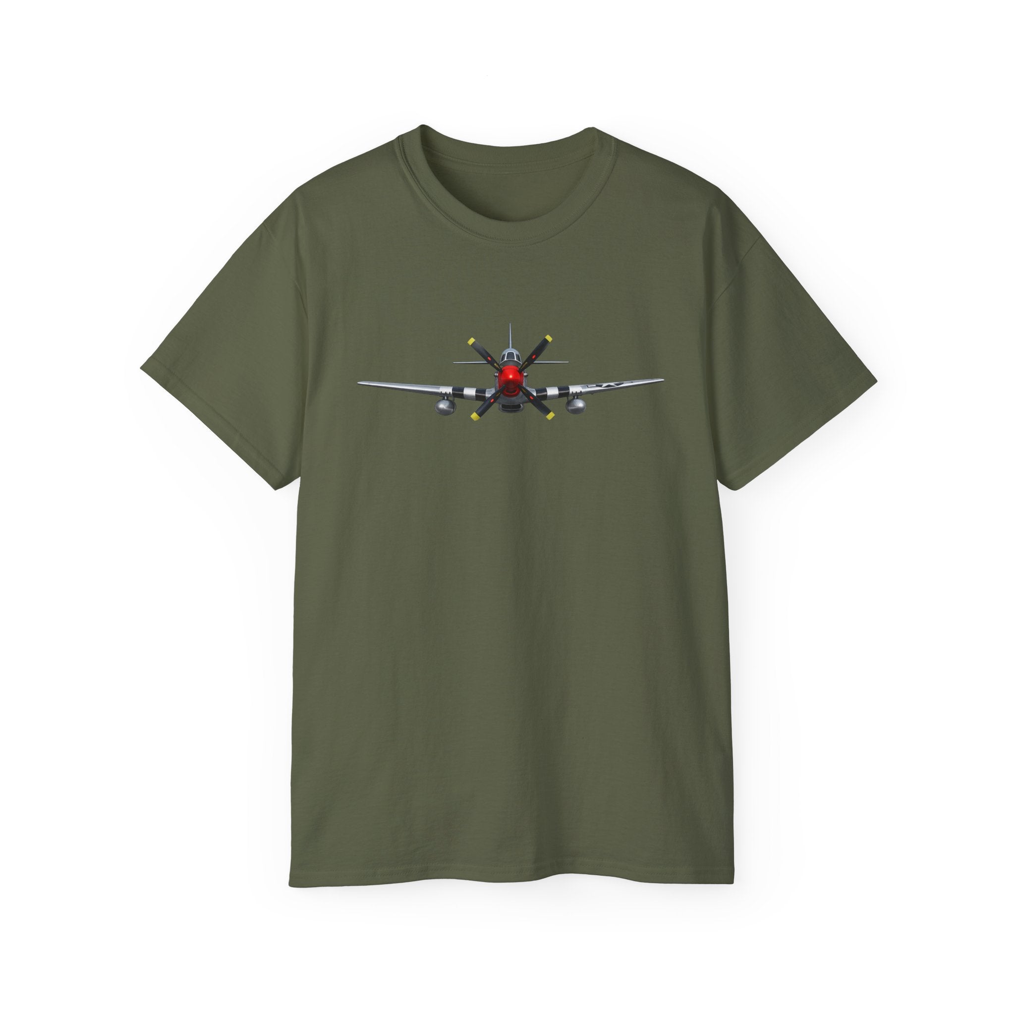 Unisex Ultra Cotton Tee - WWII - Fighter Aircraft - P- 51 Mustang - Profile - Head On