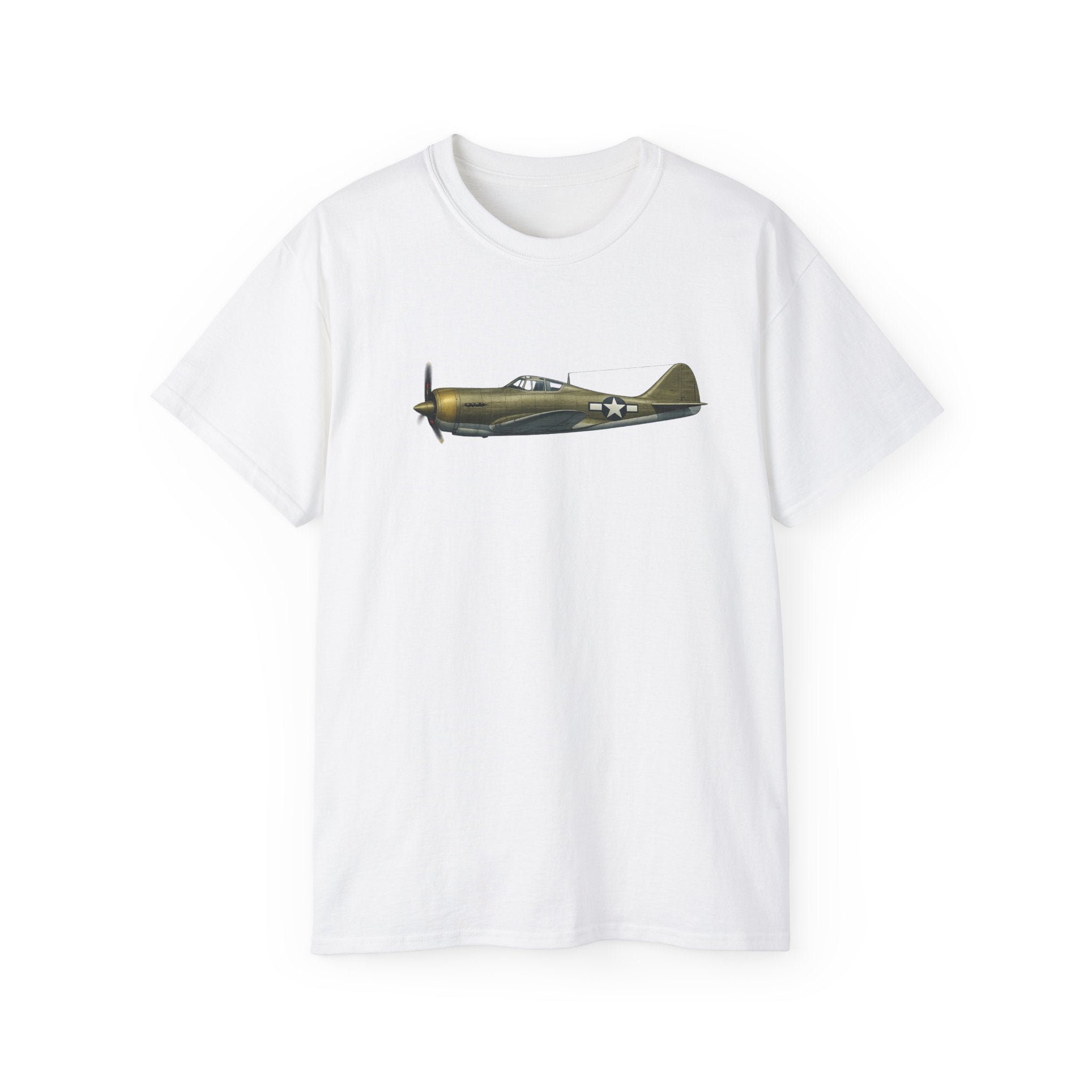 Unisex Ultra Cotton Tee - WWII - Fighter Aircraft - P-36 Hawk - Profile - Left - Inflight