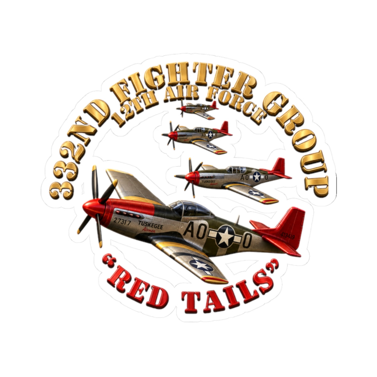 Kiss-Cut Stickers - 332nd Fighter Group Red Tails emblem