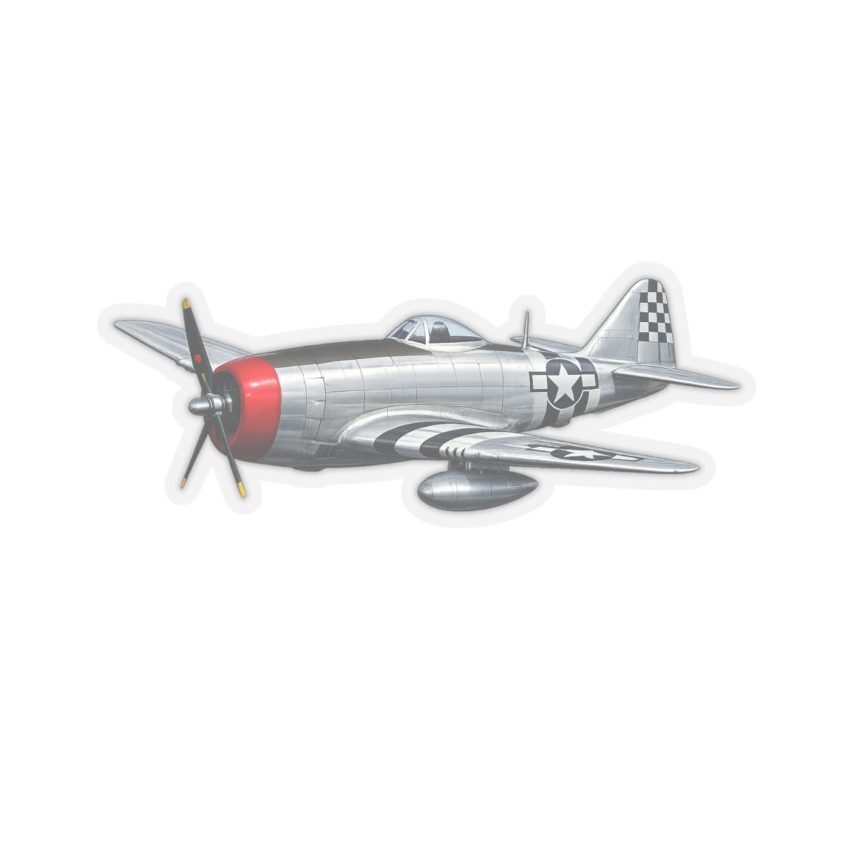 Kiss-Cut Stickers - WWII - Fighter Aircraft - P- 47 thunderbolt - Profile - Three-Quarter Front