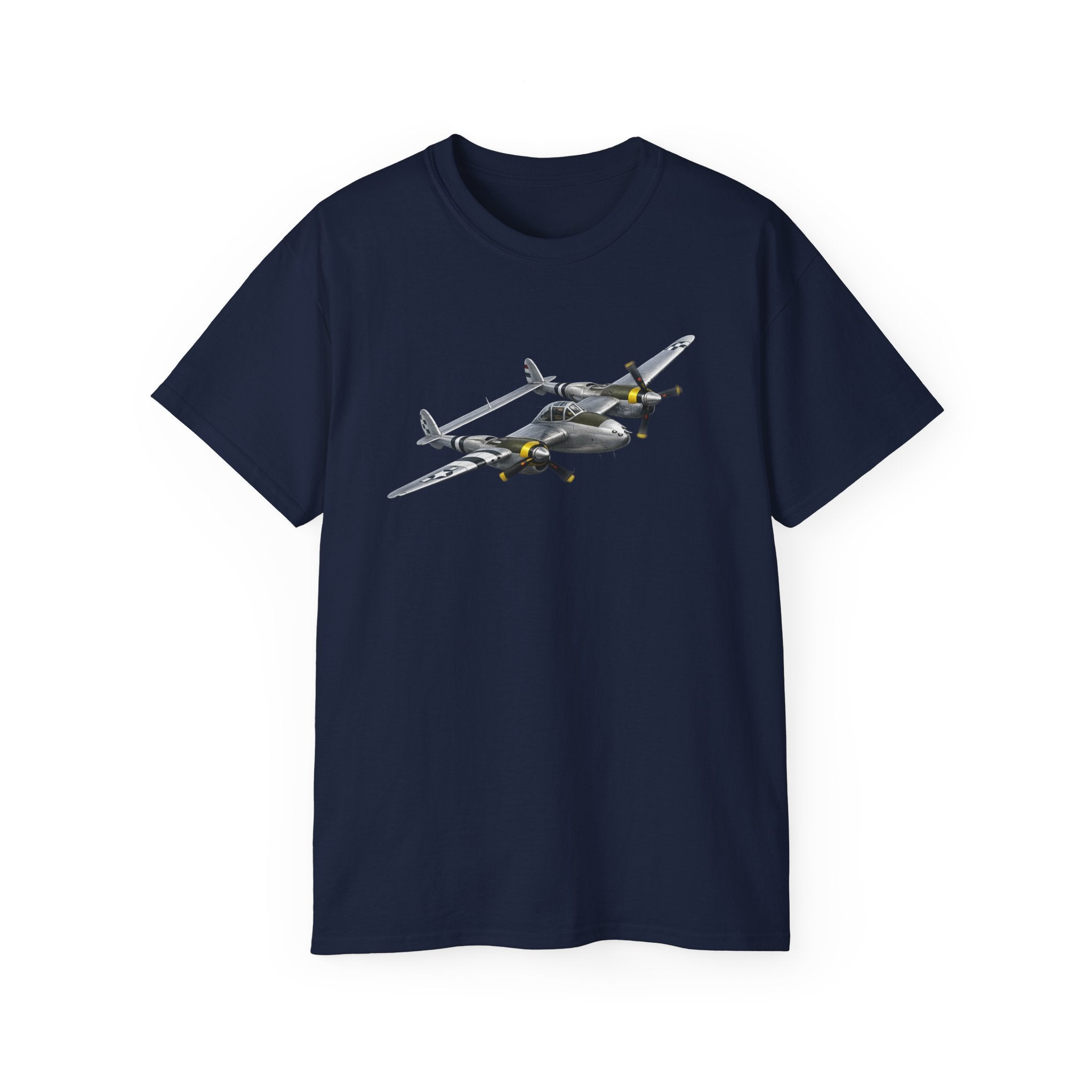 Unisex Ultra Cotton Tee - WWII - Fighter Aircraft - P-38 Lightning - Profile - Banking Right