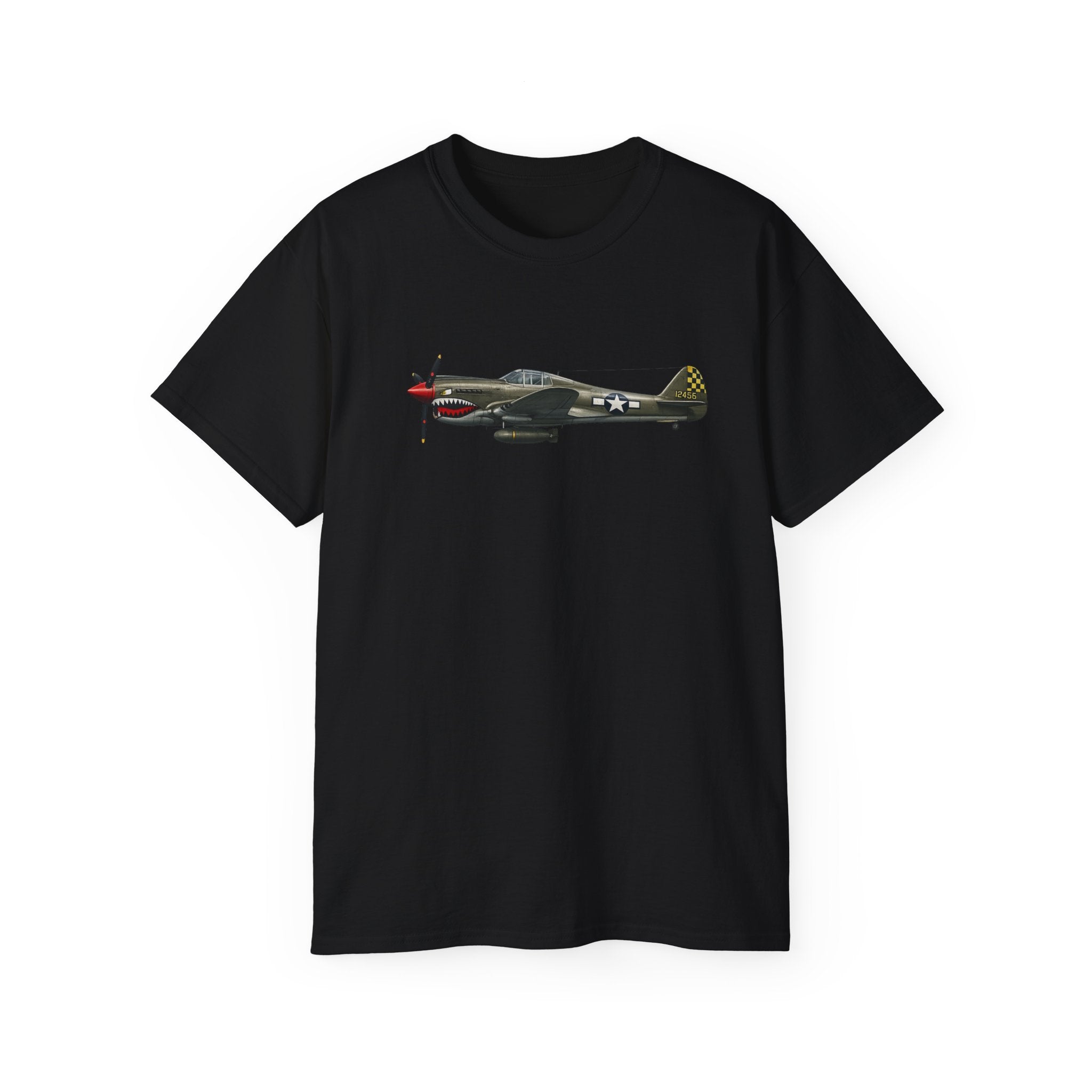 Unisex Ultra Cotton Tee - WWII - Fighter Aircraft - P-40 Warhawk - Profile - Left
