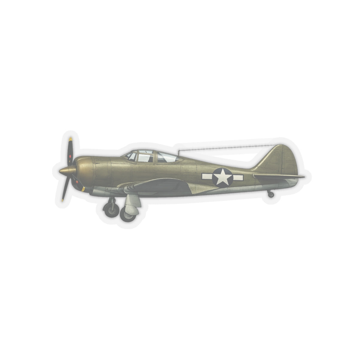 Kiss-Cut Stickers - WWII - Fighter Aircraft - P-36 Hawk - Profile - Left