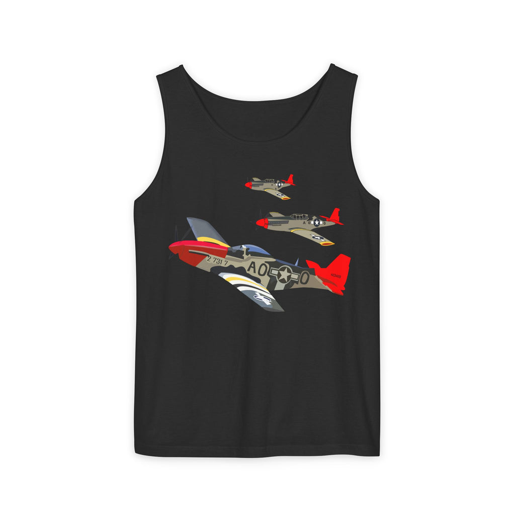Unisex Garment-Dyed Tank Top - Army - AAC - 332nd Fighter Group - 12th AF - Red Tails wo Txt