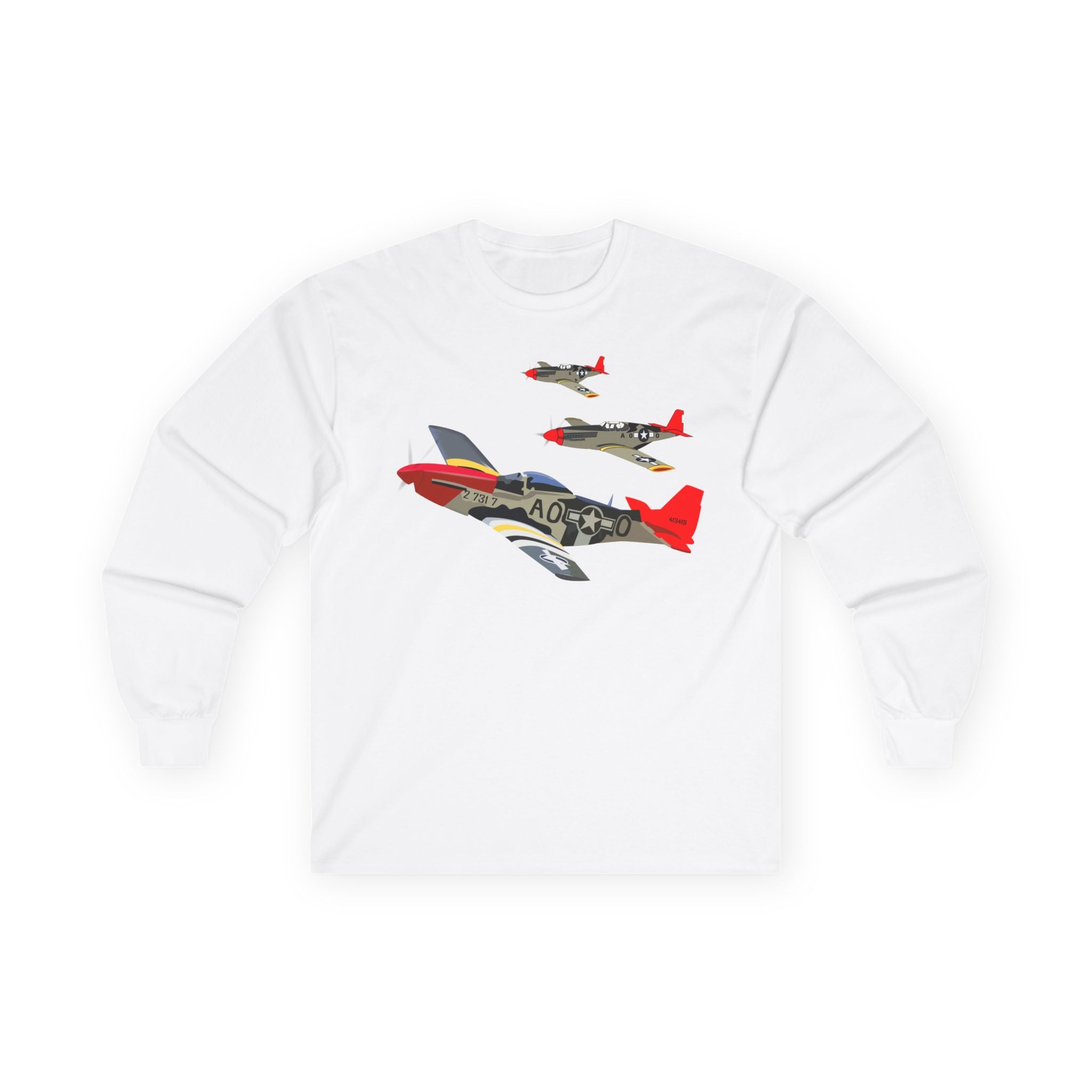 Unisex Long Sleeve Tee - Army - AAC - 332nd Fighter Group - 12th AF - Red Tails wo Txt