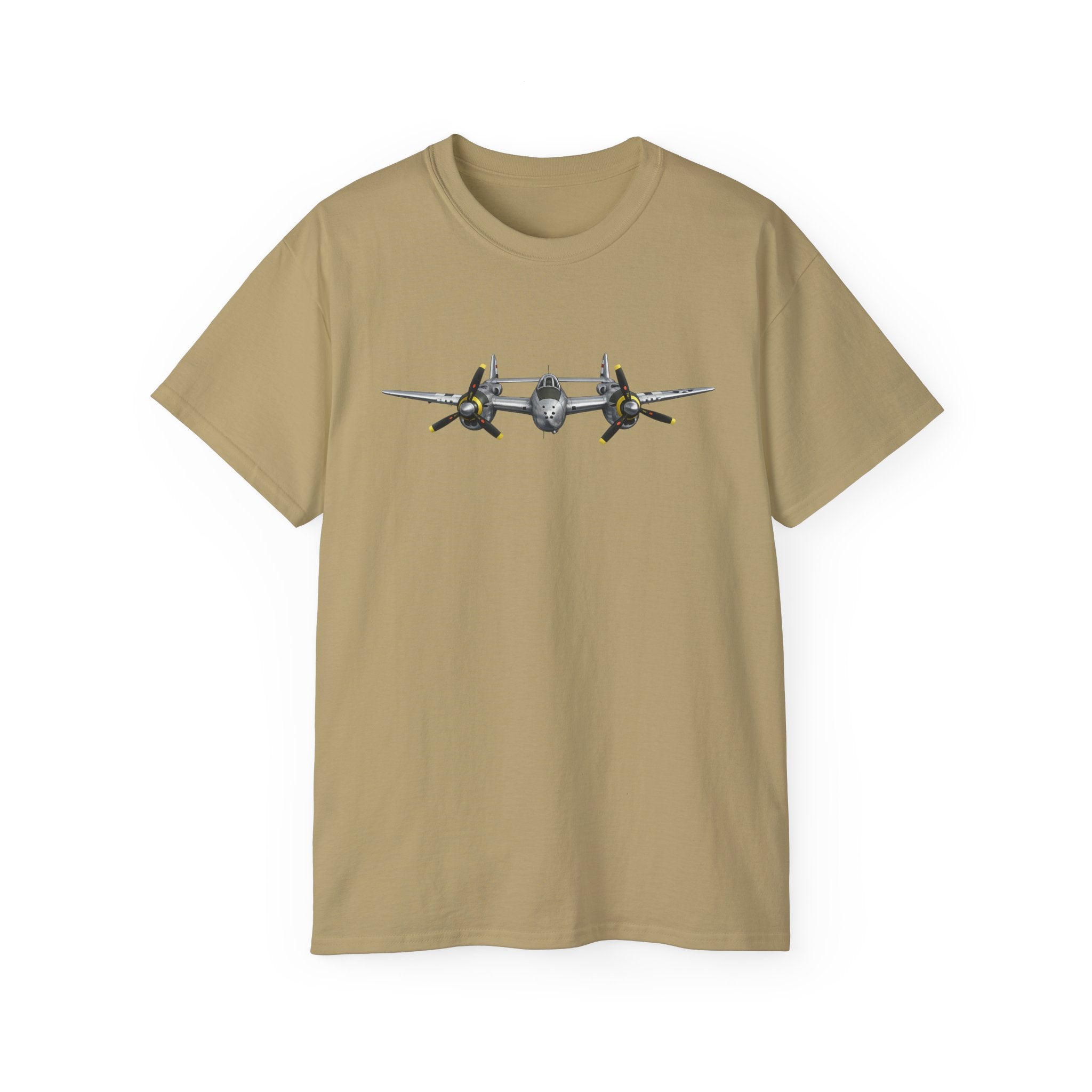 Unisex Ultra Cotton Tee - WWII - Fighter Aircraft - P-38 Lightning - Profile - Head On