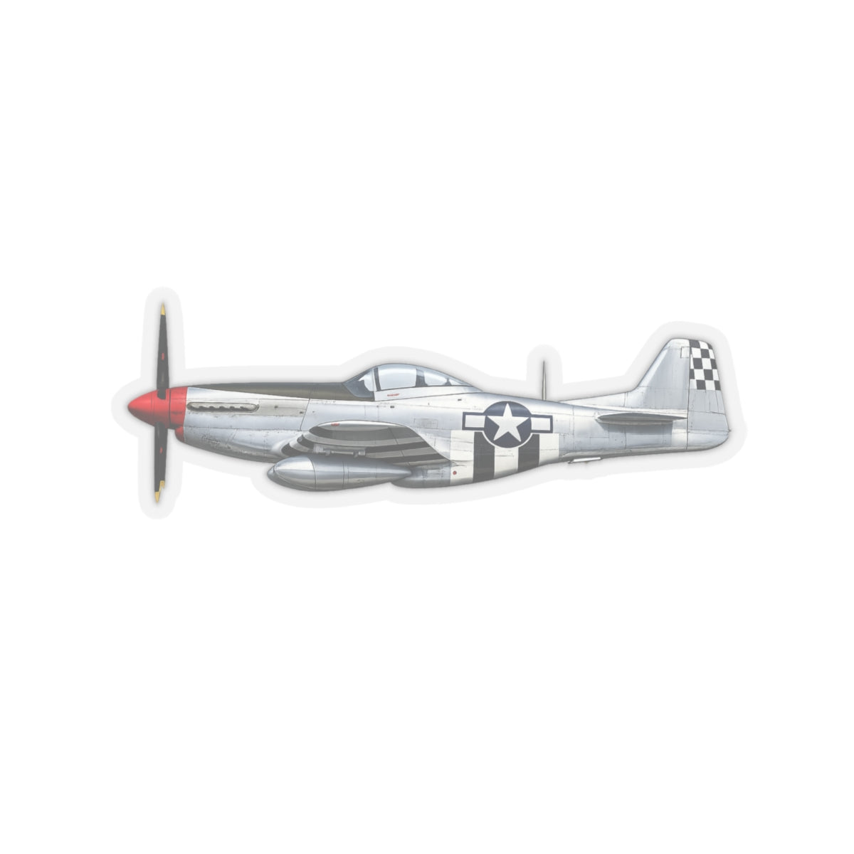 Kiss-Cut Stickers - WWII - Fighter Aircraft - P- 51 Mustang - Profile - Right