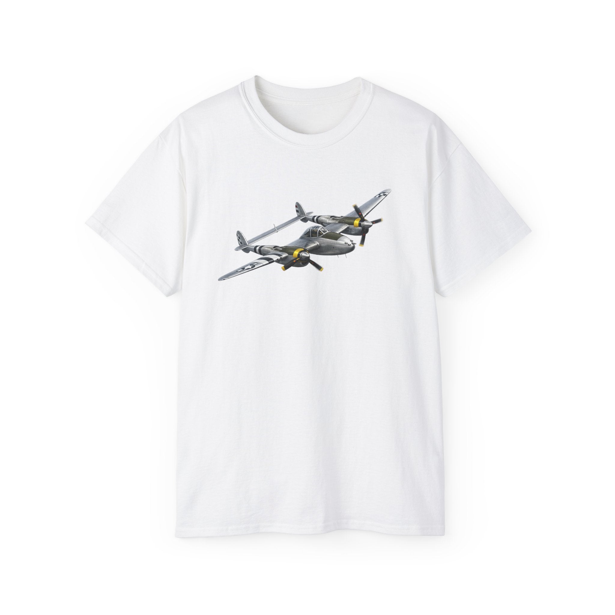 Unisex Ultra Cotton Tee - WWII - Fighter Aircraft - P-38 Lightning - Profile - Banking Right