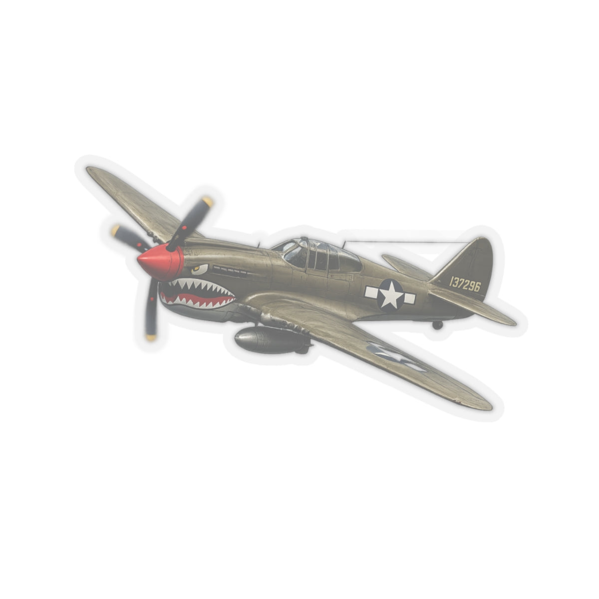 Kiss-Cut Stickers - WWII - Fighter Aircraft - P-40 Warhawk - Profile - Banking Turn