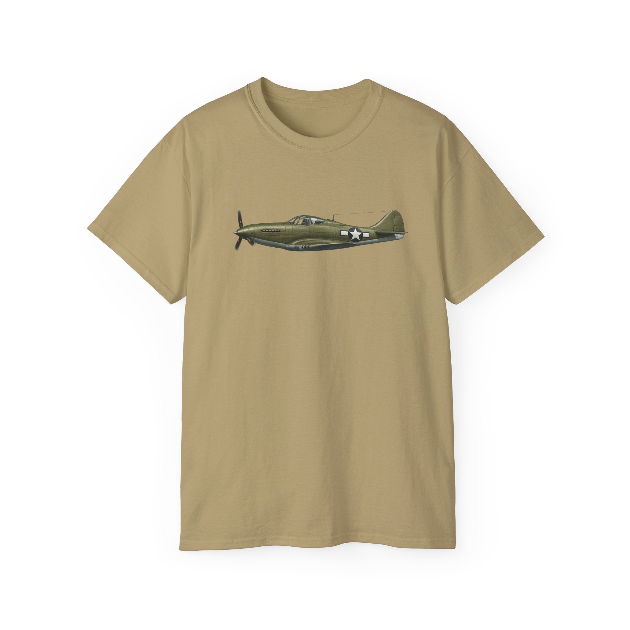 Unisex Ultra Cotton Tee - WWII - Fighter Aircraft - P-63 Kingcobra - Profile - Left - In-Flight