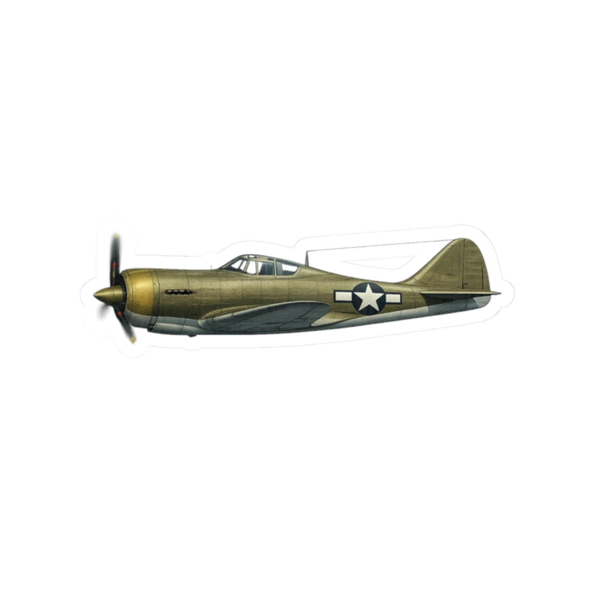Kiss-Cut Stickers - WWII - Fighter Aircraft - P-36 Hawk - Profile - Left - Inflight