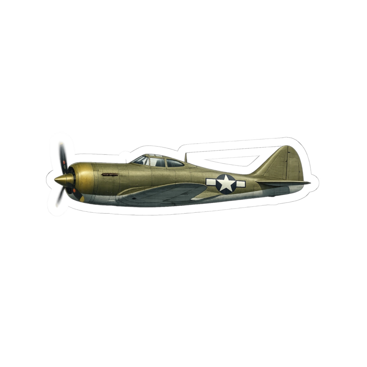 Kiss-Cut Stickers - WWII - Fighter Aircraft - P-43 Lancer - Profile - Left - Inflight