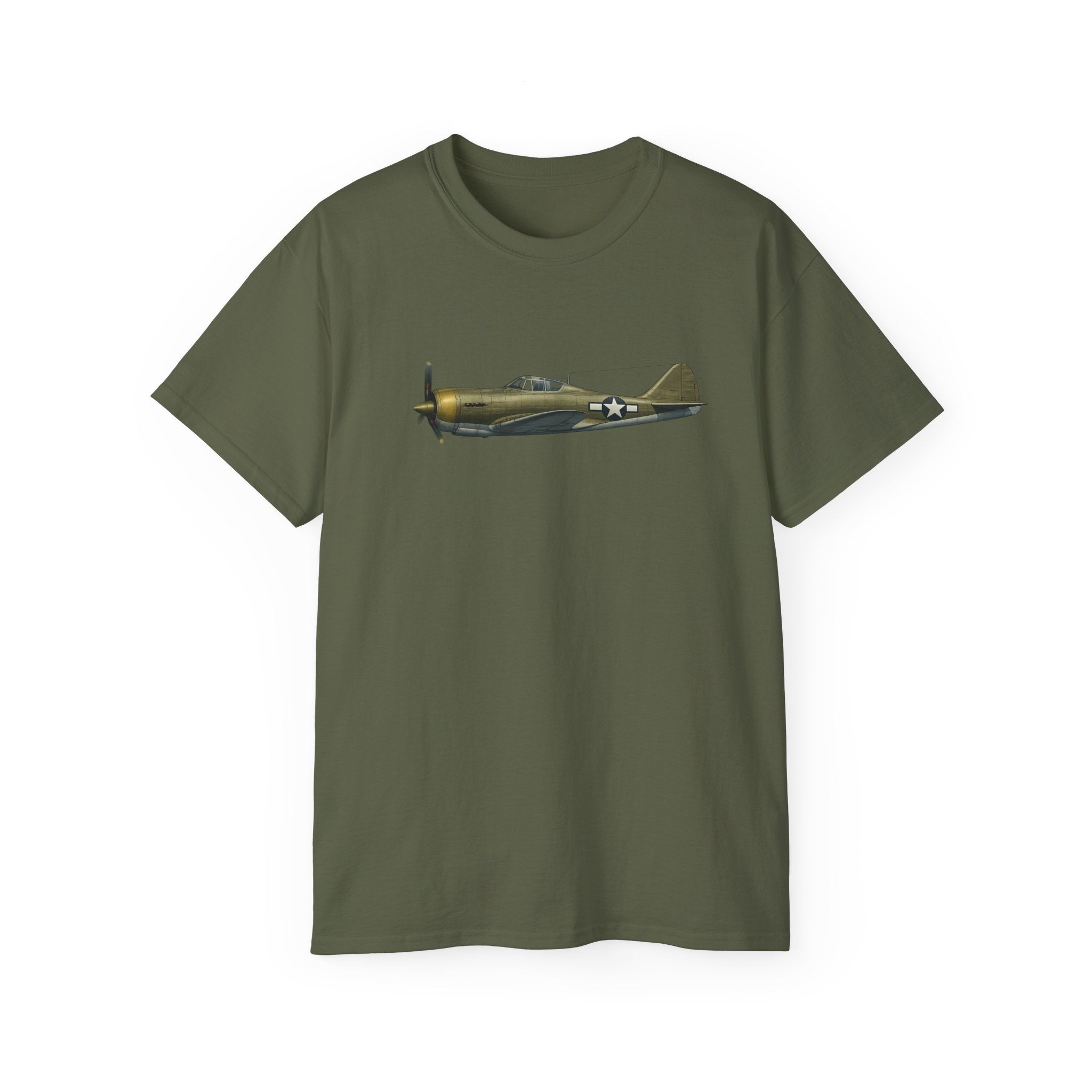Unisex Ultra Cotton Tee - WWII - Fighter Aircraft - P-36 Hawk - Profile - Left - Inflight