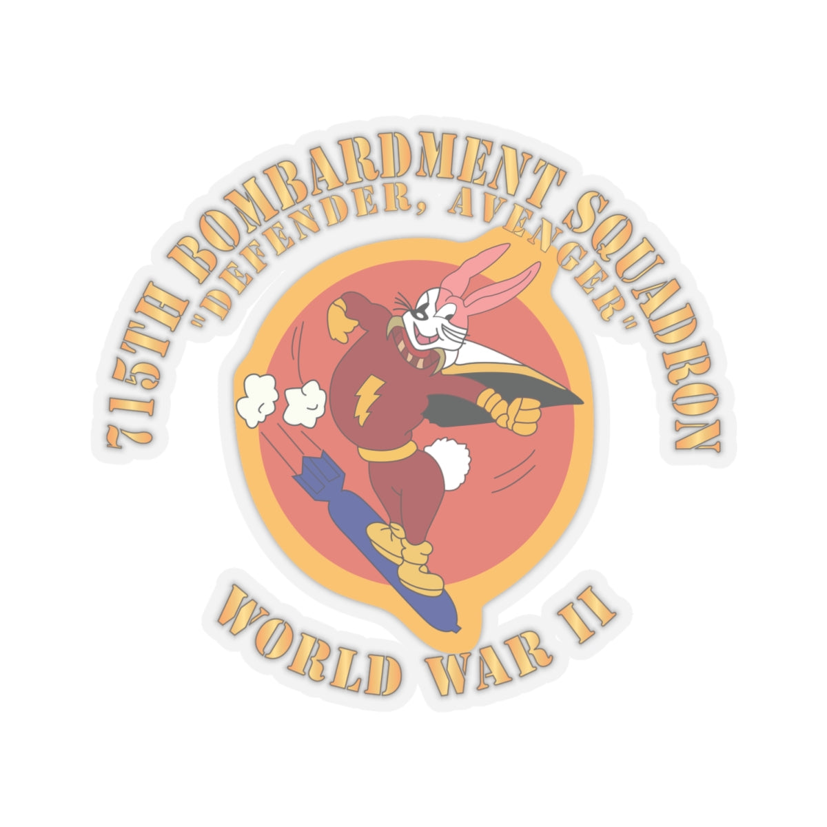 Kiss-Cut Stickers - ACC - 715th  Bombardment Squadron - Defender, Avenger - World War II X 300