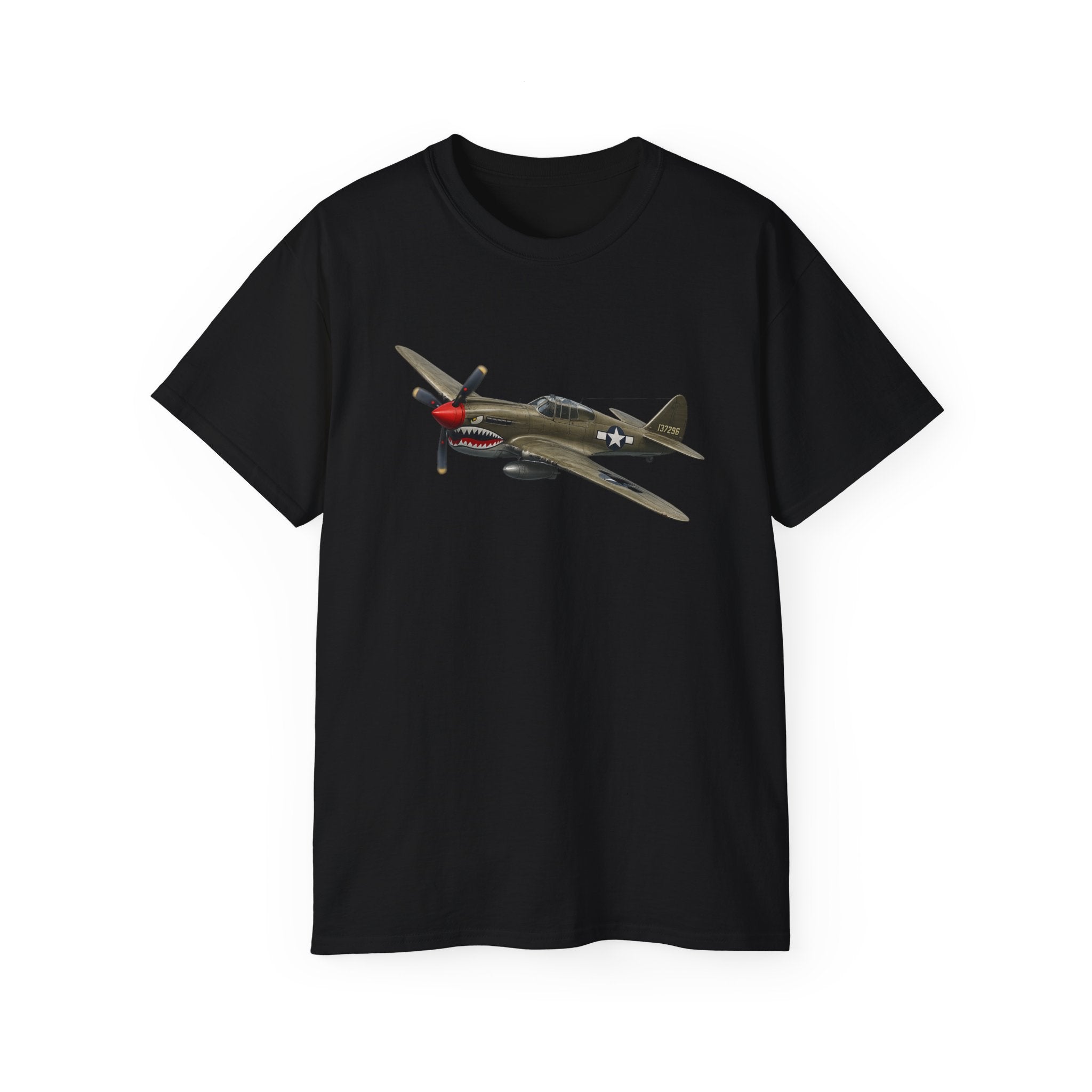 Unisex Ultra Cotton Tee - WWII - Fighter Aircraft - P-40 Warhawk - Profile - Banking Turn